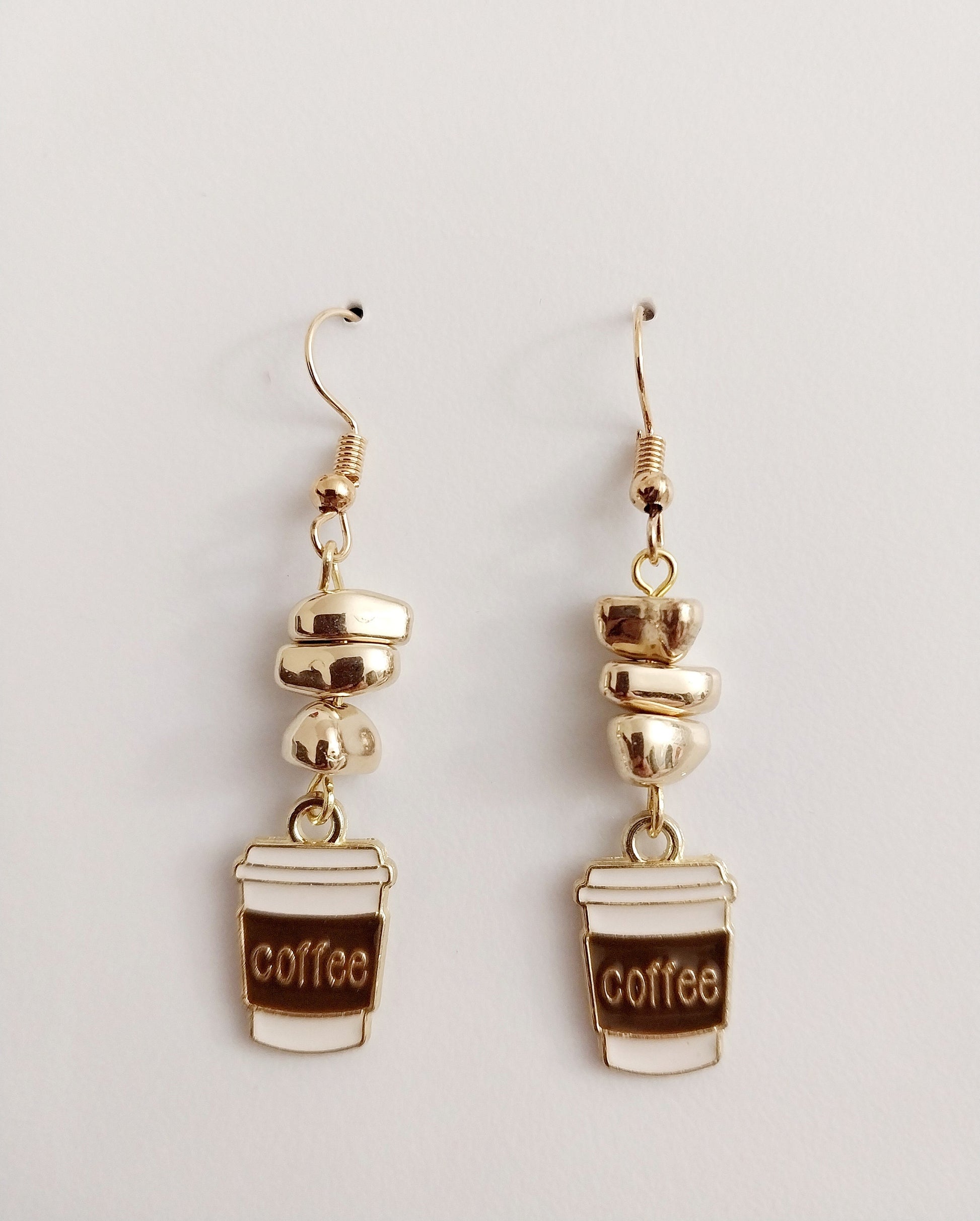 Coffee Cup Earrings Cup Book Earrings Coffee Gold Earring Golden Book Students Earring New Design Drop Earrings Artists Modern Urban Earring