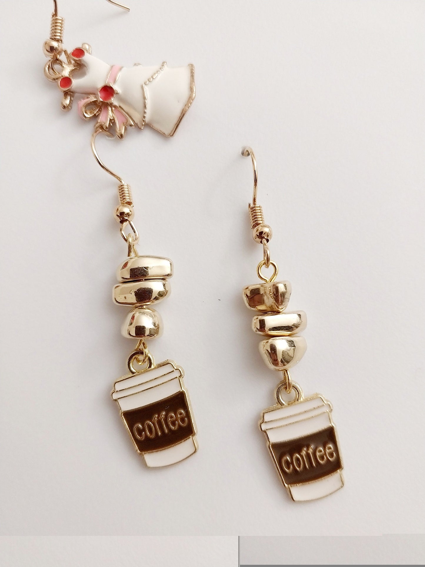 Coffee Cup Earrings Cup Book Earrings Coffee Gold Earring Golden Book Students Earring New Design Drop Earrings Artists Modern Urban Earring