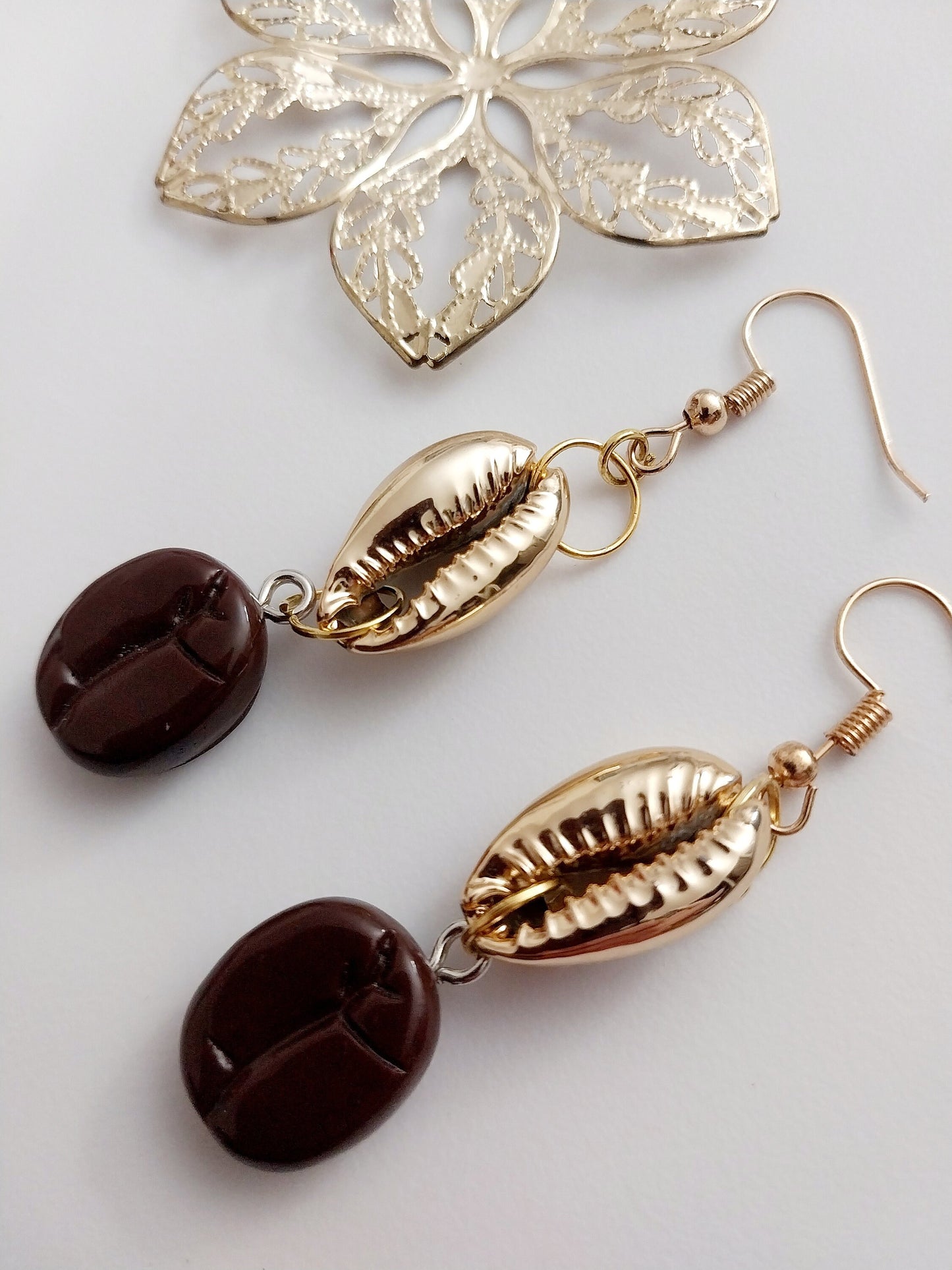 Coffee Bean Shell Drop Earring Personalist Earring New Fashion Style Drop Earring Golden Shell Earring Unique Handmade Earring Free Shipping