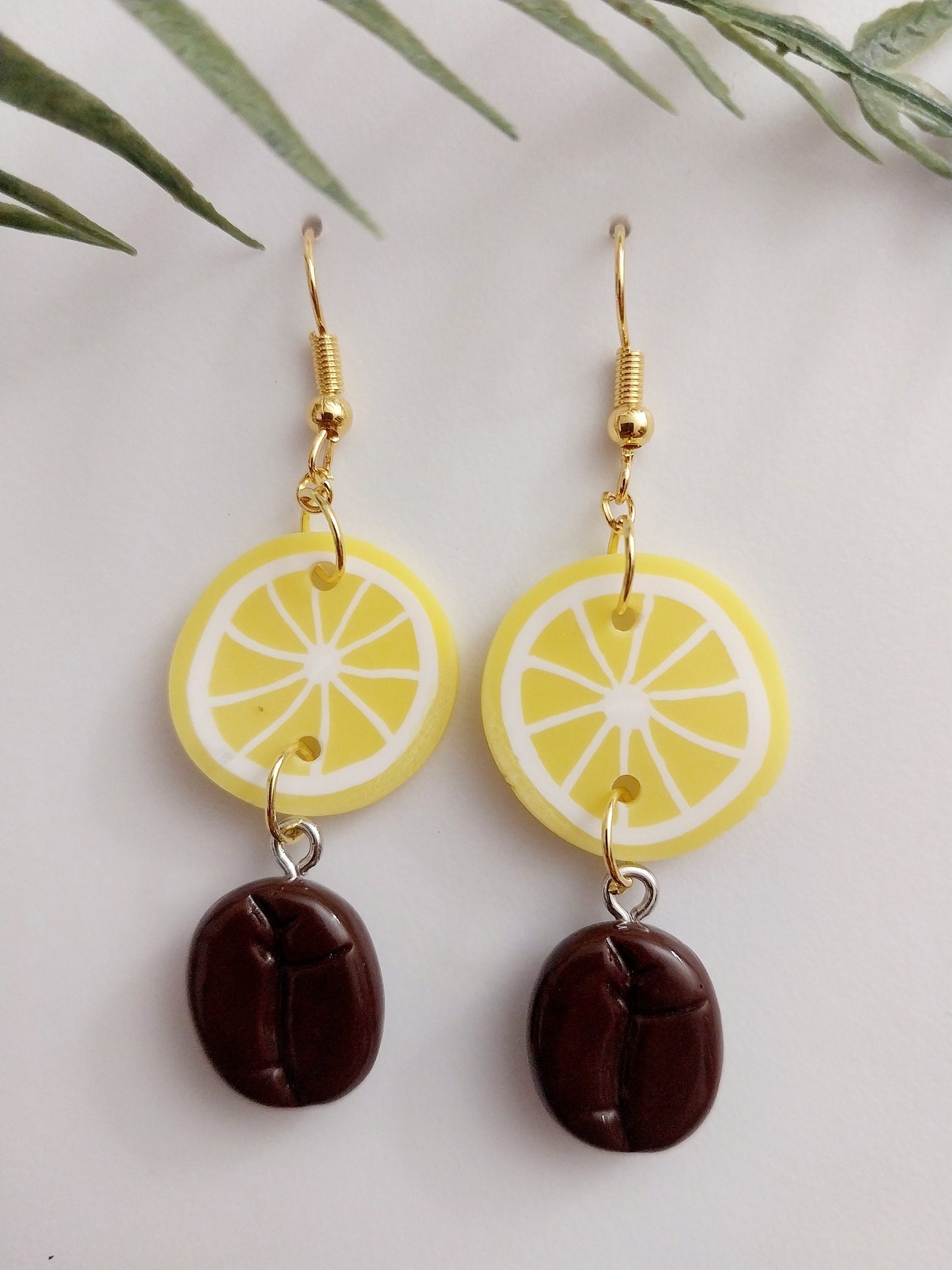 Lemon Coffee Bean Earrings Lemon Drop Earrings Fashion Coffee Beans Earrings New Design Unique Earrings Popular gift Earrings Free Shipping