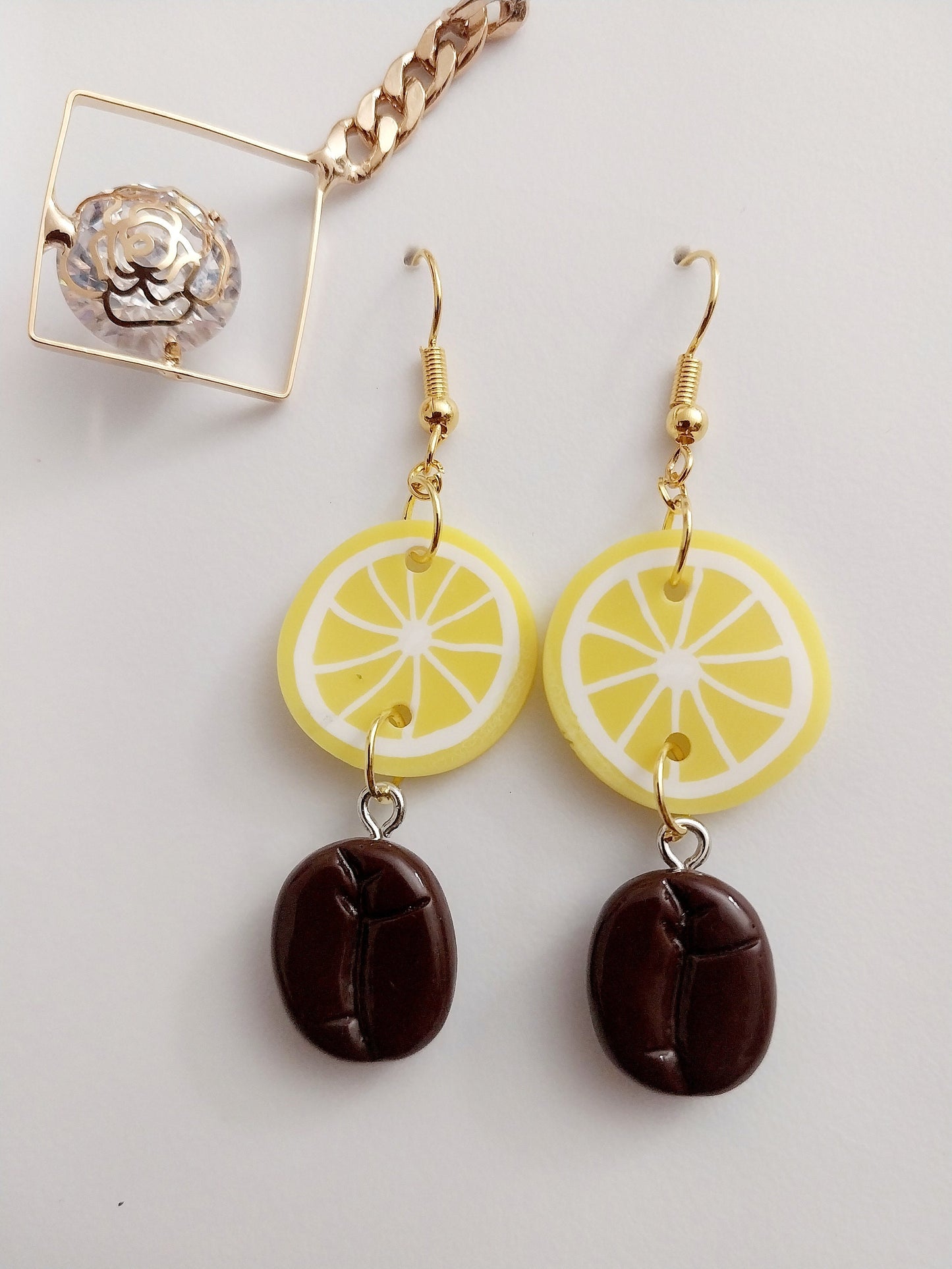 Lemon Coffee Bean Earrings Lemon Drop Earrings Fashion Coffee Beans Earrings New Design Unique Earrings Popular gift Earrings Free Shipping