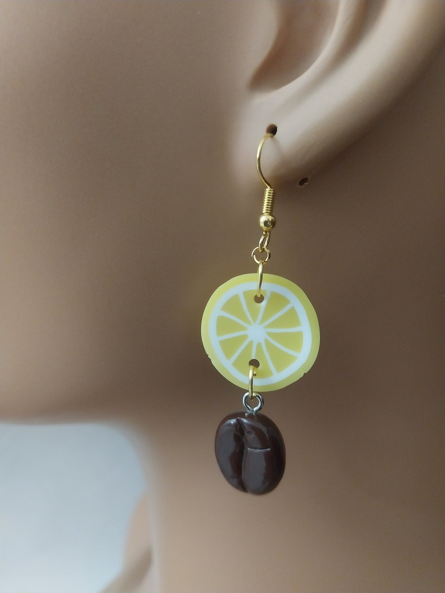 Lemon Coffee Bean Earrings Lemon Drop Earrings Fashion Coffee Beans Earrings New Design Unique Earrings Popular gift Earrings Free Shipping