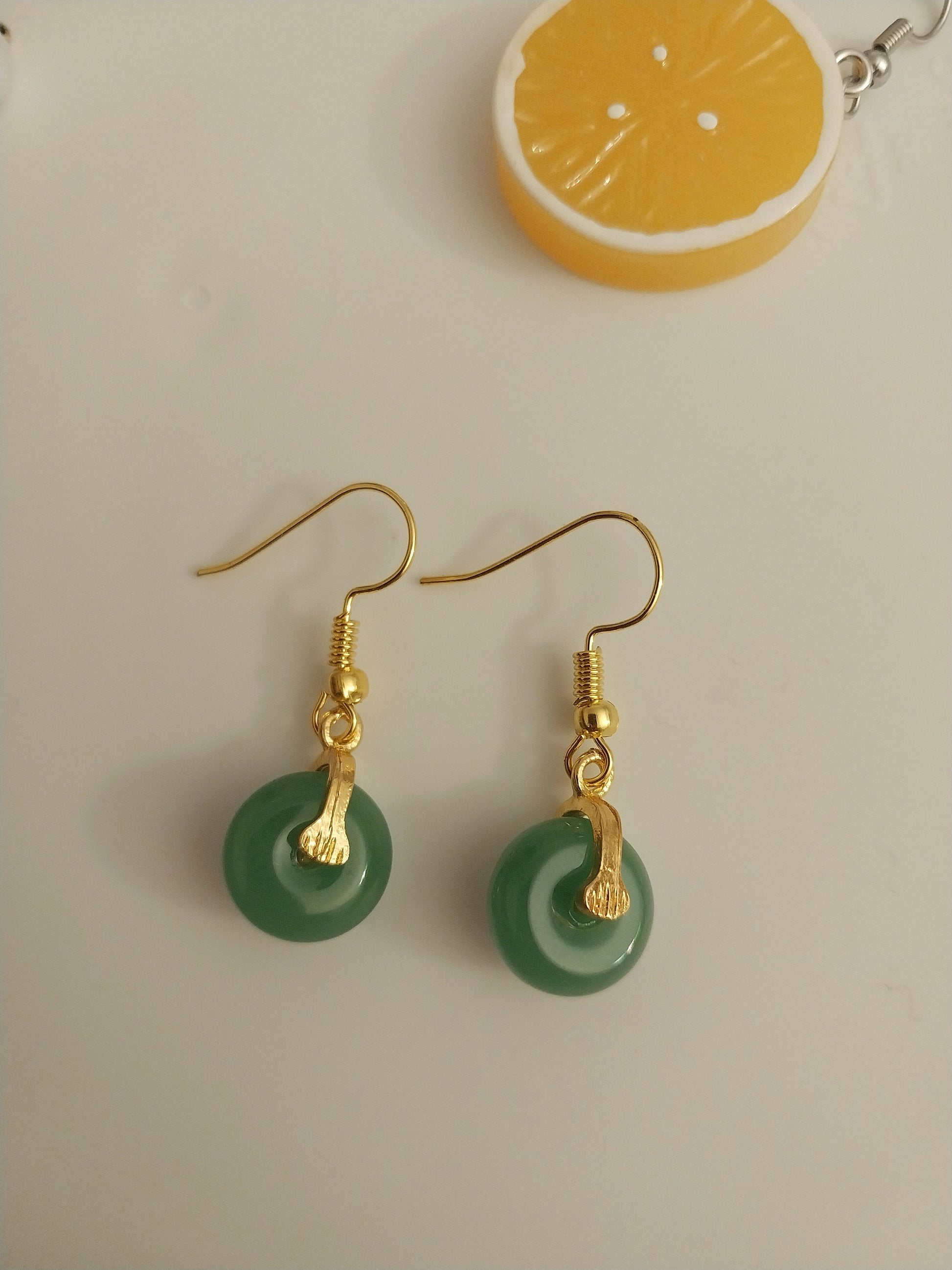 Green Dangle Drop Earrings Jade Color Fashion Drop Earrings Recycle Glass Hoop Earring New Style Earrings Green Hoop Earrings Free Shipping