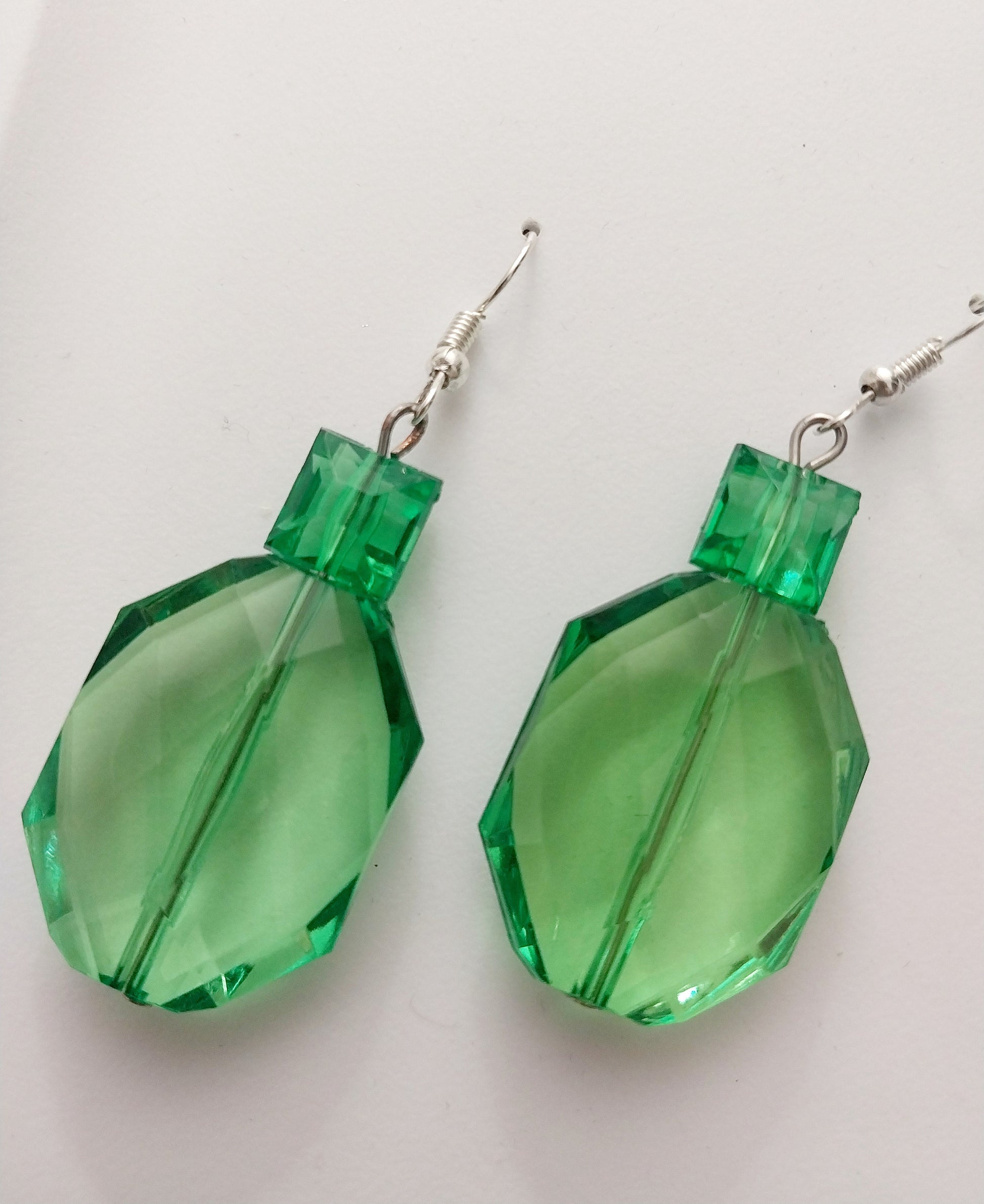 3D Green Bottle Earrings Sterling Sliver Earrings Large Drop Fashion Earrings Personalized Design Premarket Unique Earrings Modern Earrings