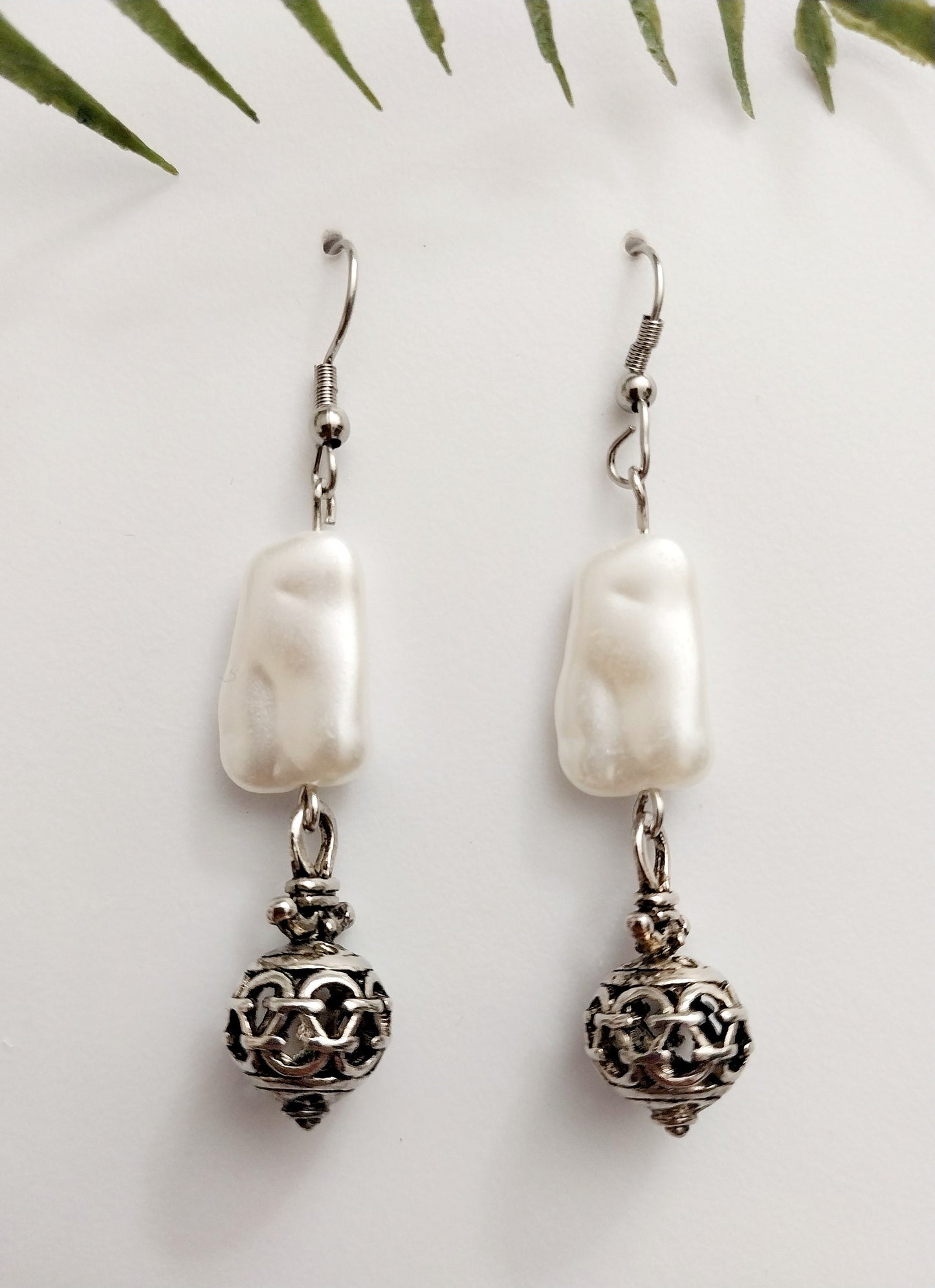 Retro Pearl Earrings Vintage Earrings Casting Tibetan Earrings Moroccan Style Earrings Filigree Beads Earrings