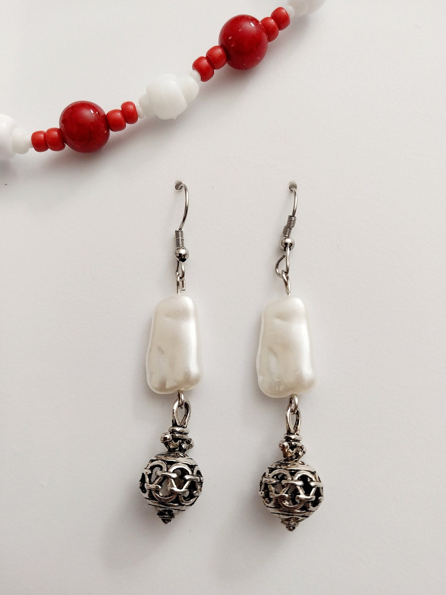 Retro Pearl Earrings Vintage Earrings Casting Tibetan Earrings Moroccan Style Earrings Filigree Beads Earrings