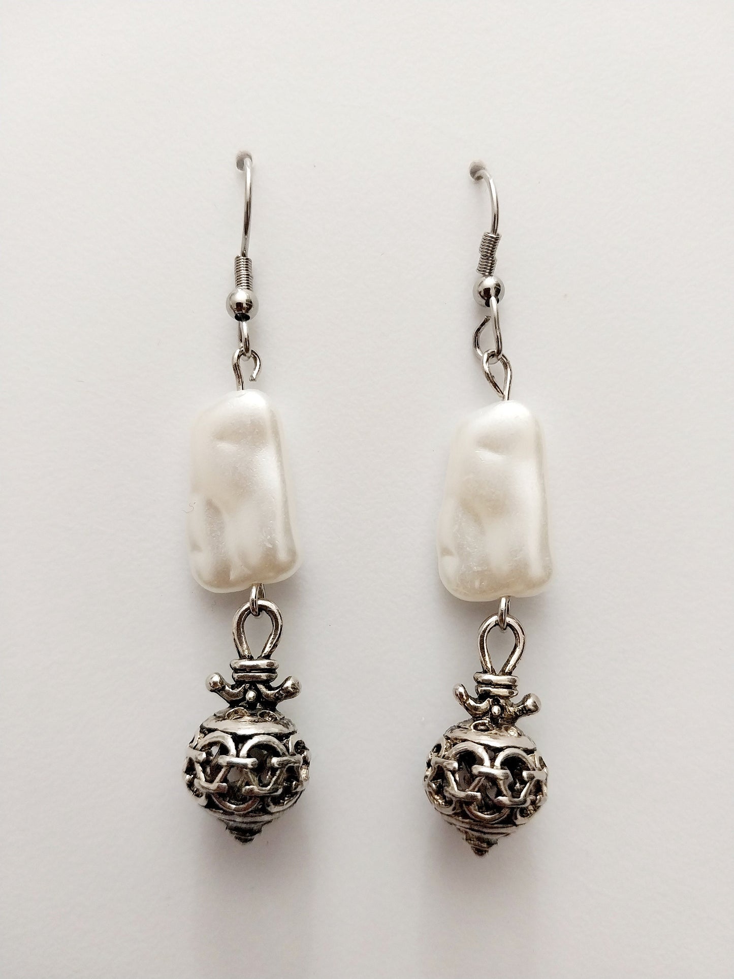 Retro Pearl Earrings Vintage Earrings Casting Tibetan Earrings Moroccan Style Earrings Filigree Beads Earrings