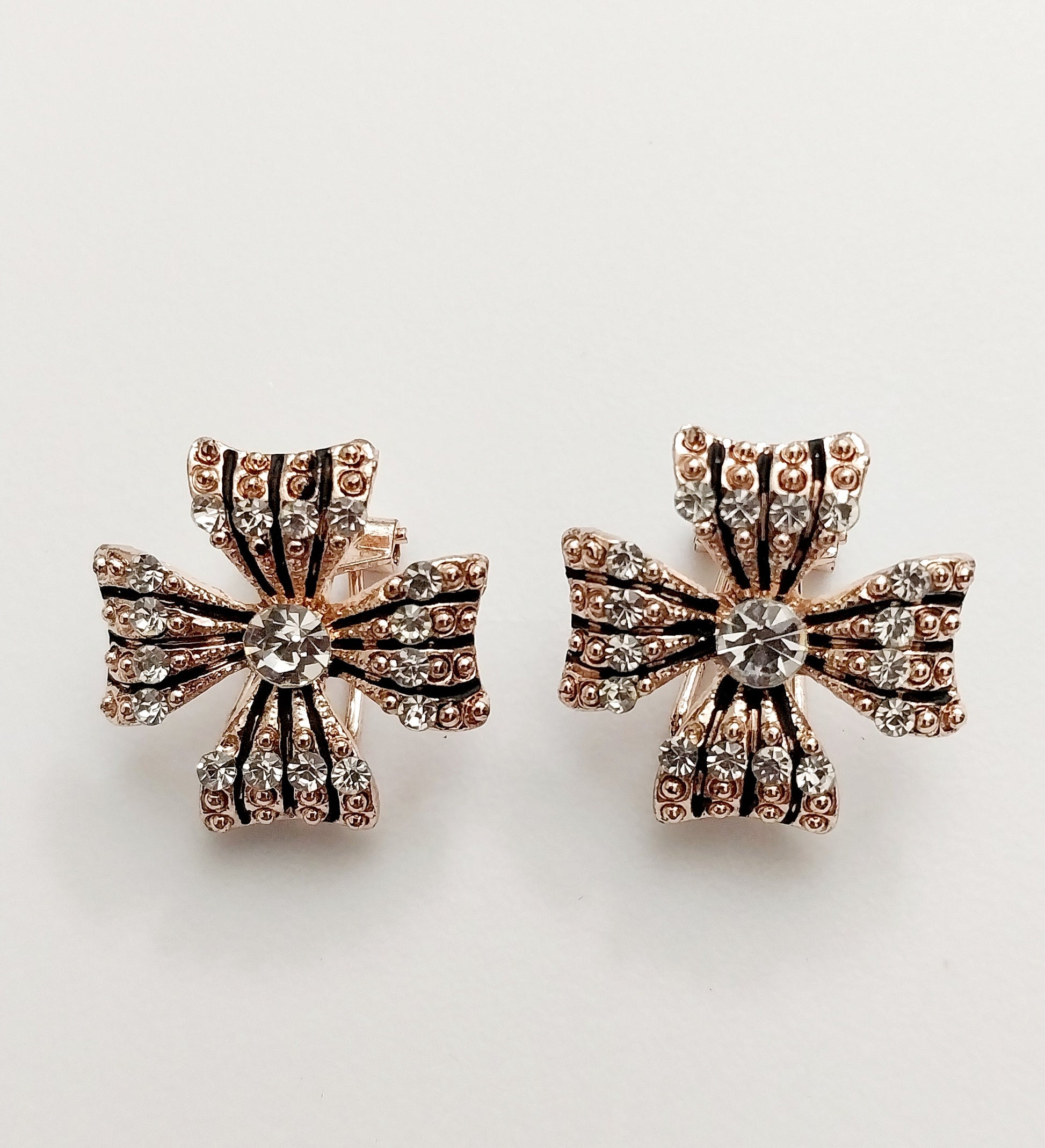 Flower Stud Earrings Sparkling Rose Gold Plated CZ Earrings New Style jewelry High Quality Earrings Free Shipping