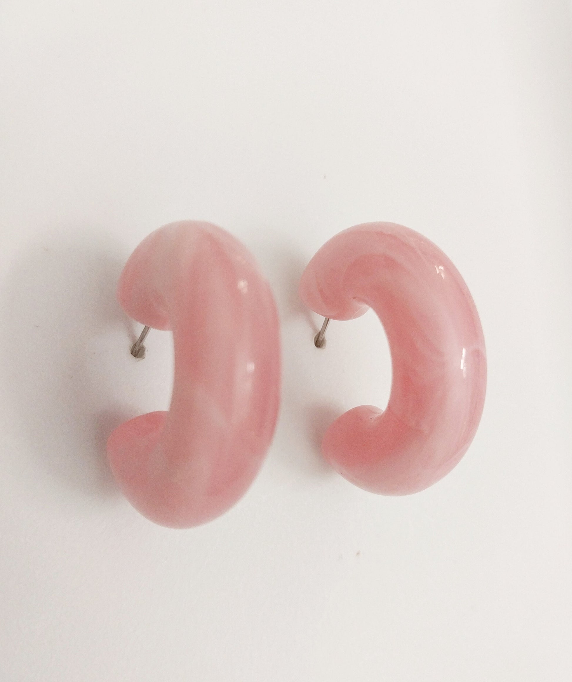 Pastel Hoop Earrings Pink C Earrings Pink Swirl Earring C Vintage Earrings Pink Hoop Design Modern Style Earrings Free Shipping