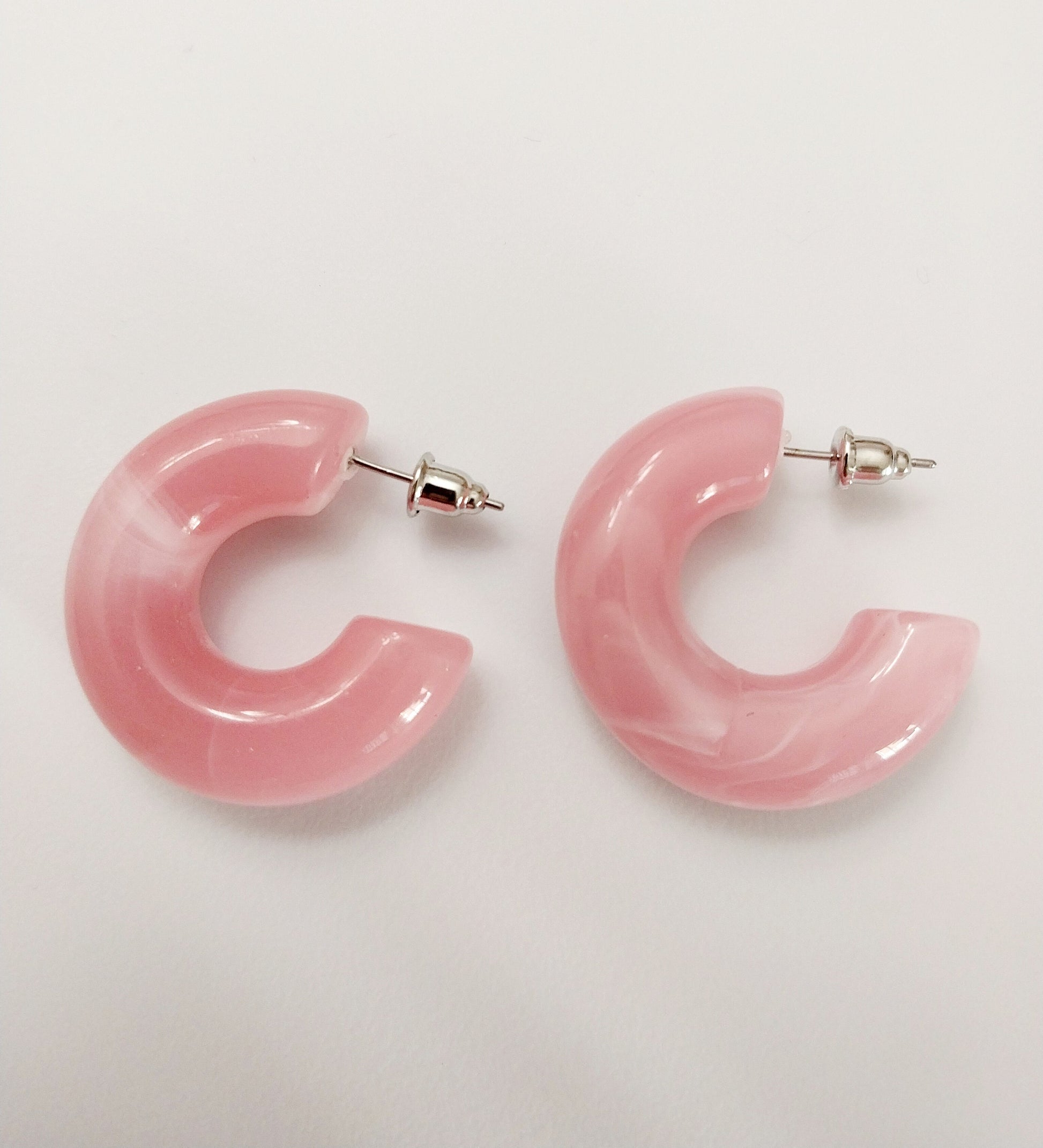 Pastel Hoop Earrings Pink C Earrings Pink Swirl Earring C Vintage Earrings Pink Hoop Design Modern Style Earrings Free Shipping