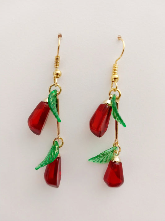 Pomegranate Earrings Handmade New Design Cute Fruit Drop Earrings Unique Fashion Earrings Free Shipping