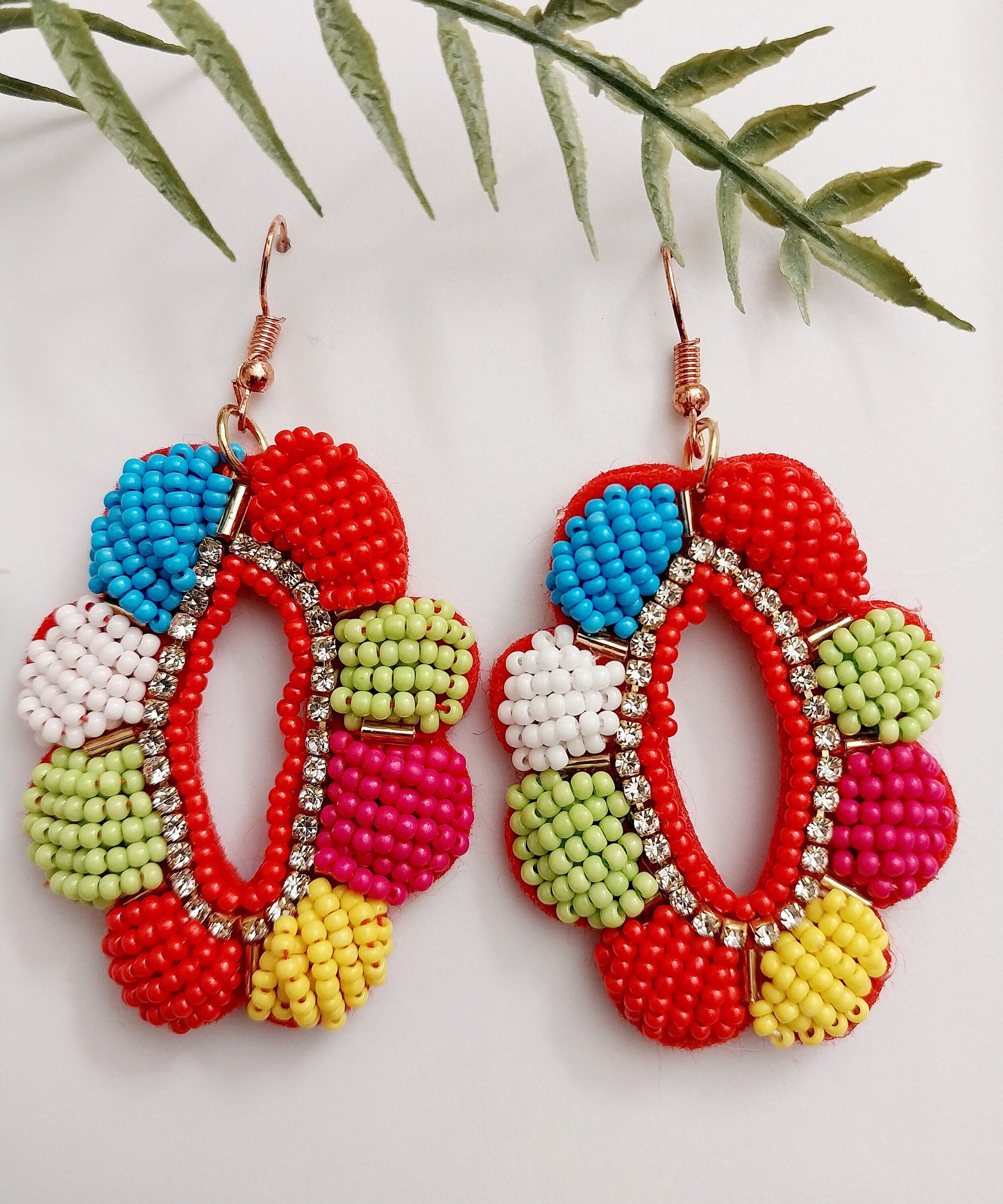 Colorful Beads Drop Earrings Multi Color Tiny Beads Earrings Hollow Flower Earring New Fashion Unique Design Handmade Free Shipping