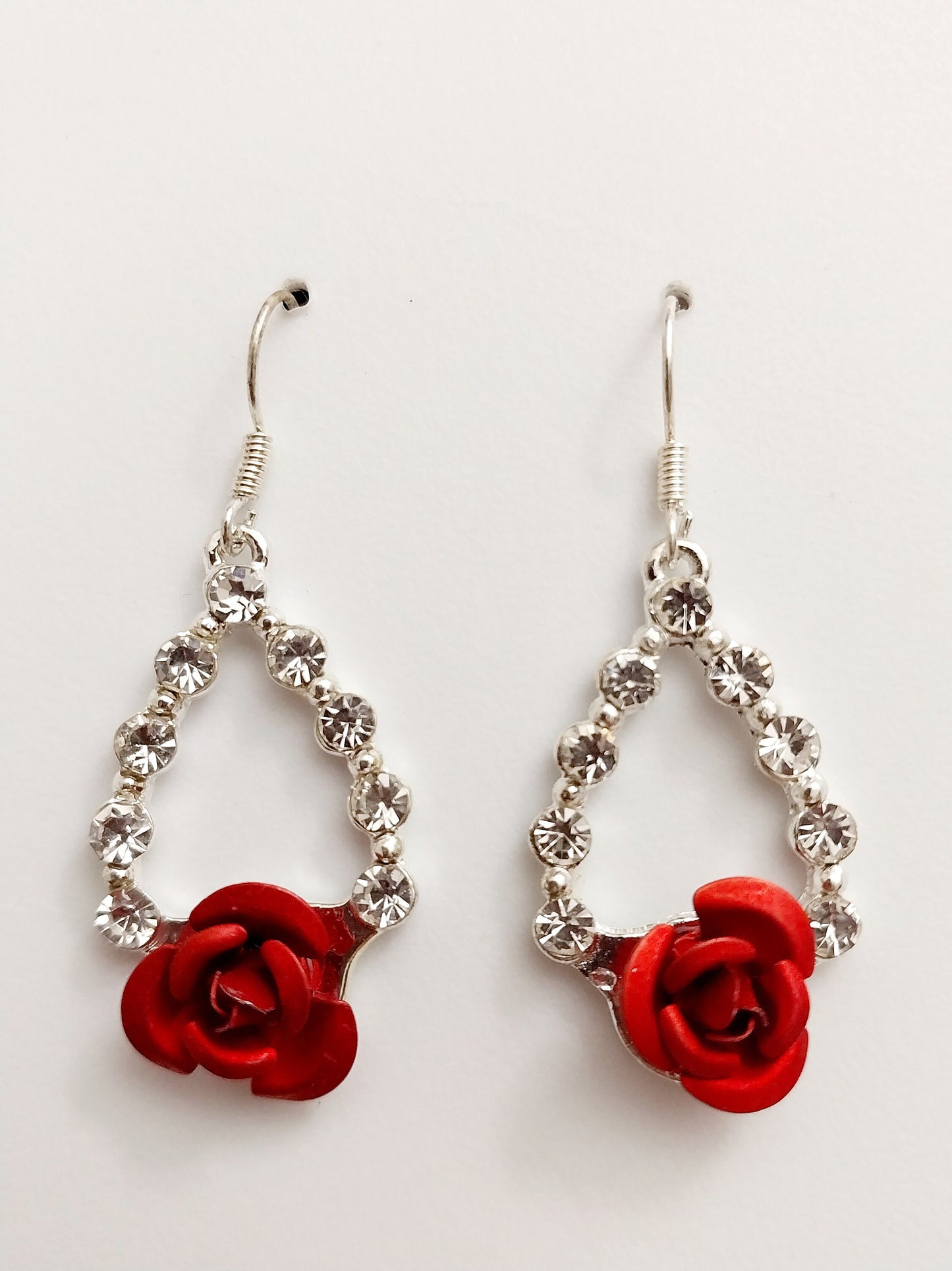 Rose Earrings Rose Drop Earrings New Fashion Design Handmade jewelry Unique Earrings CZ Sparkling Sterling Silver Earrings Free Shipping