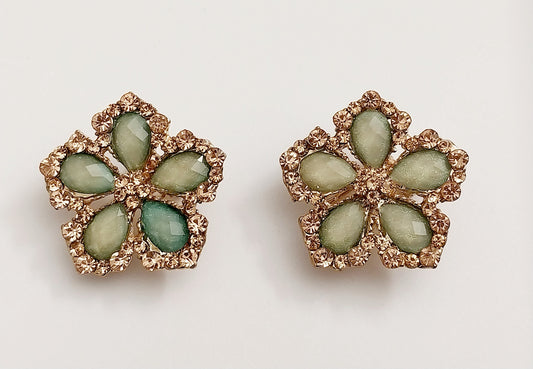 Green Flower Earrings Green Collection Earring Sparkling Stud Earrings High Quality Unique Design Free Shipping