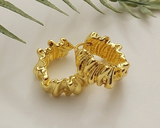 Hoop Earrings Chunky Hoop Earrings Gold Folds Earring New Design Earrings Free Shipping