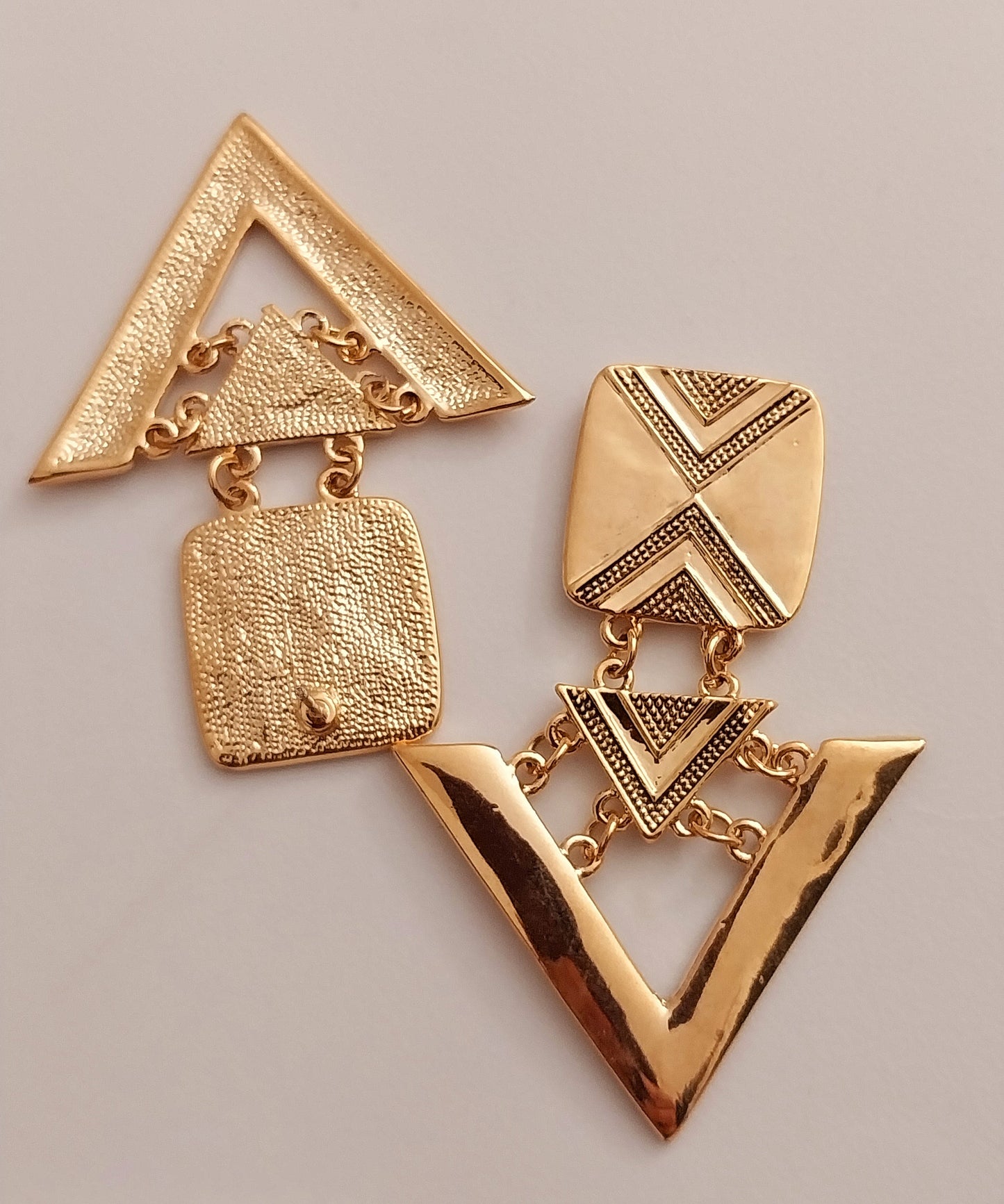 Geometric Earrings Gold Vintage Earrings Brass Sports Earrings New Steel Modern Earrings Double Chain Drop Earrings Fashion Party Earrings