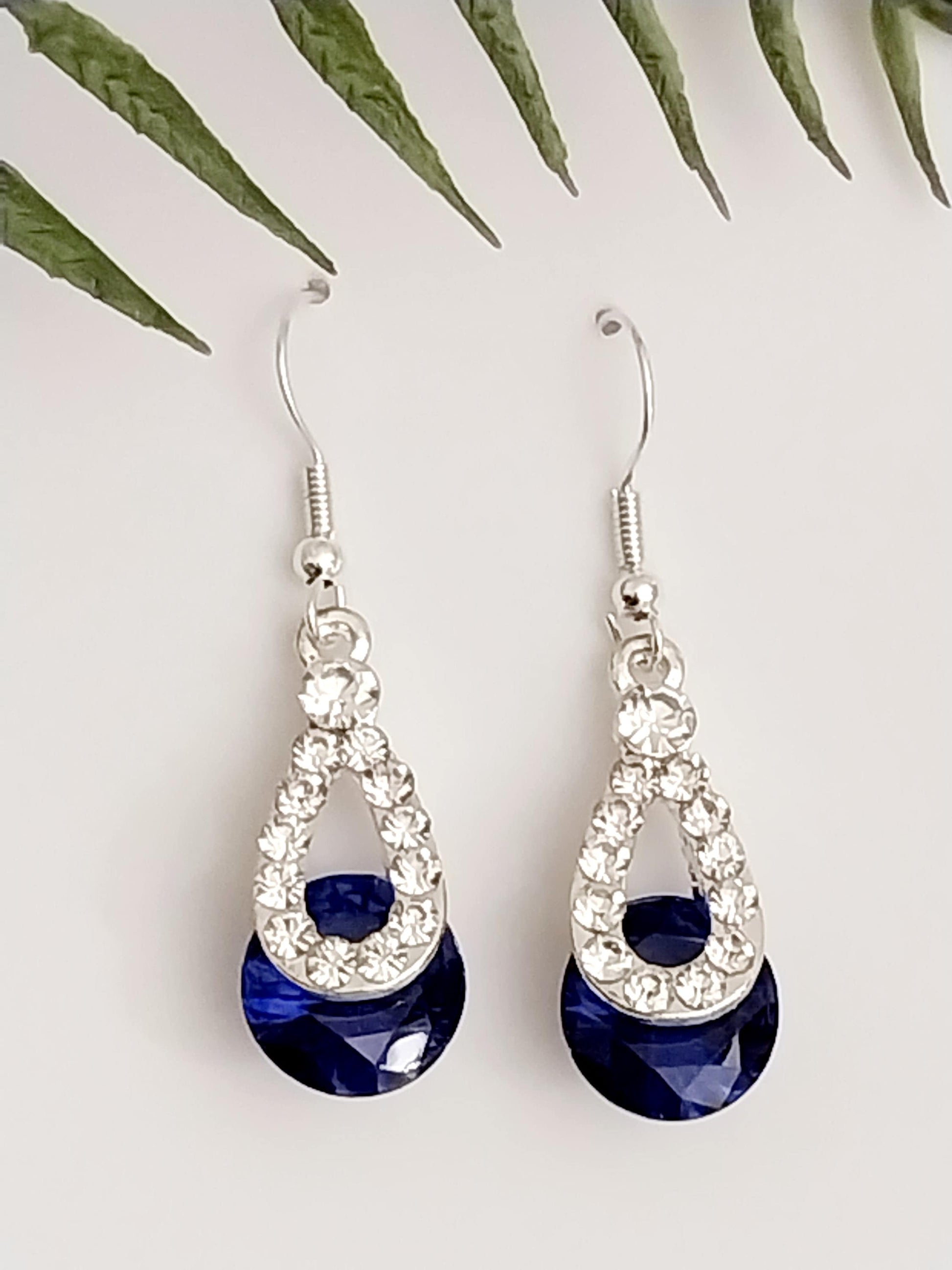 Blue Shine Earrings CZ Blue Water Earrings Sparkling Ovel Earrings Crystal Dangle Earring Shining Blue Earrings Free Shipping