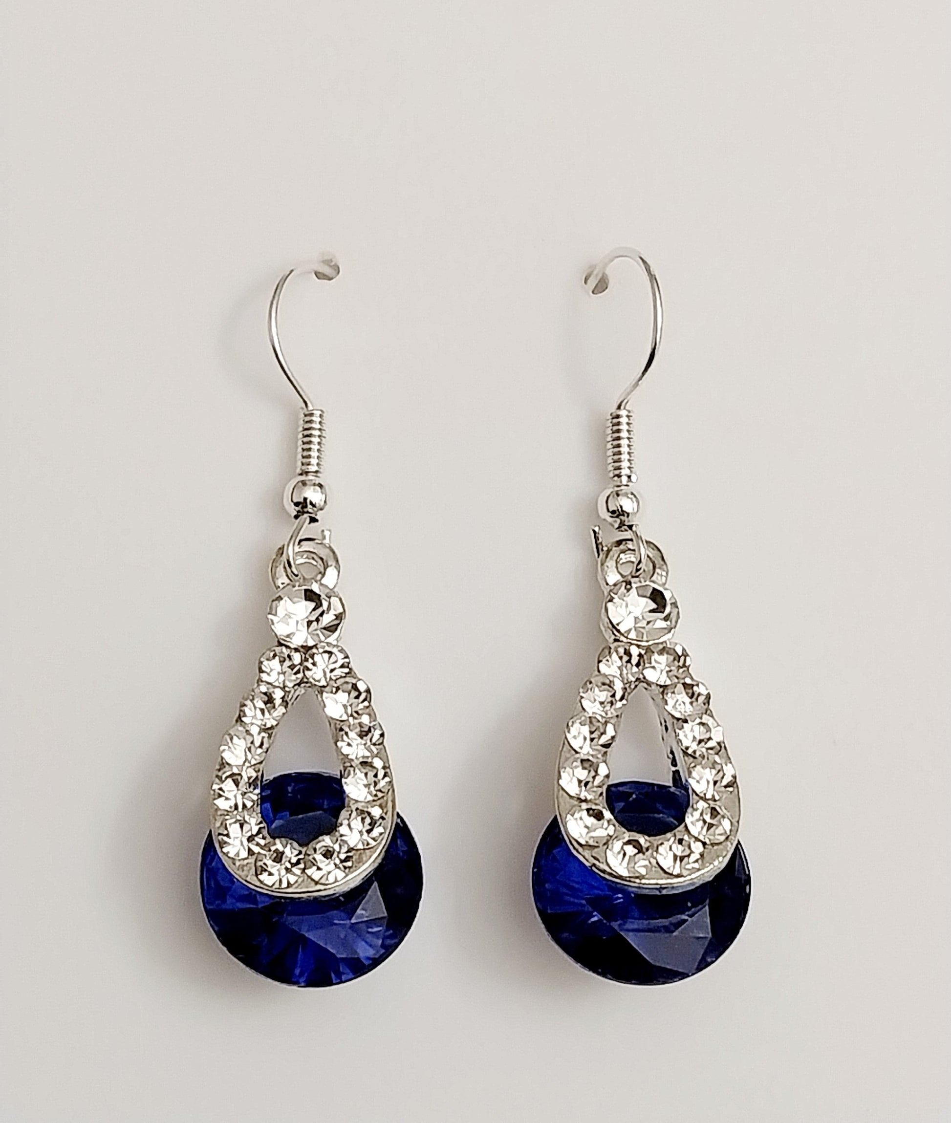 Blue Shine Earrings CZ Blue Water Earrings Sparkling Ovel Earrings Crystal Dangle Earring Shining Blue Earrings Free Shipping