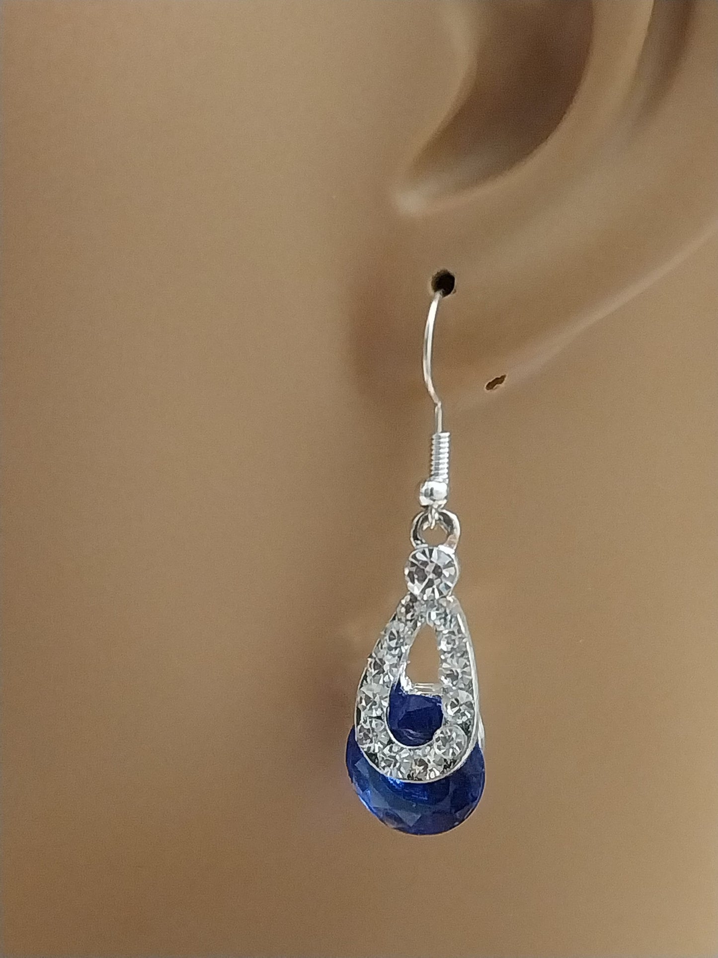 Blue Shine Earrings CZ Blue Water Earrings Sparkling Ovel Earrings Crystal Dangle Earring Shining Blue Earrings Free Shipping