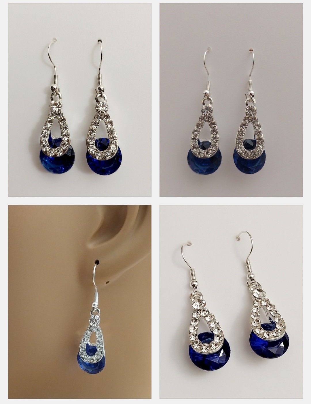 Blue Shine Earrings CZ Blue Water Earrings Sparkling Ovel Earrings Crystal Dangle Earring Shining Blue Earrings Free Shipping