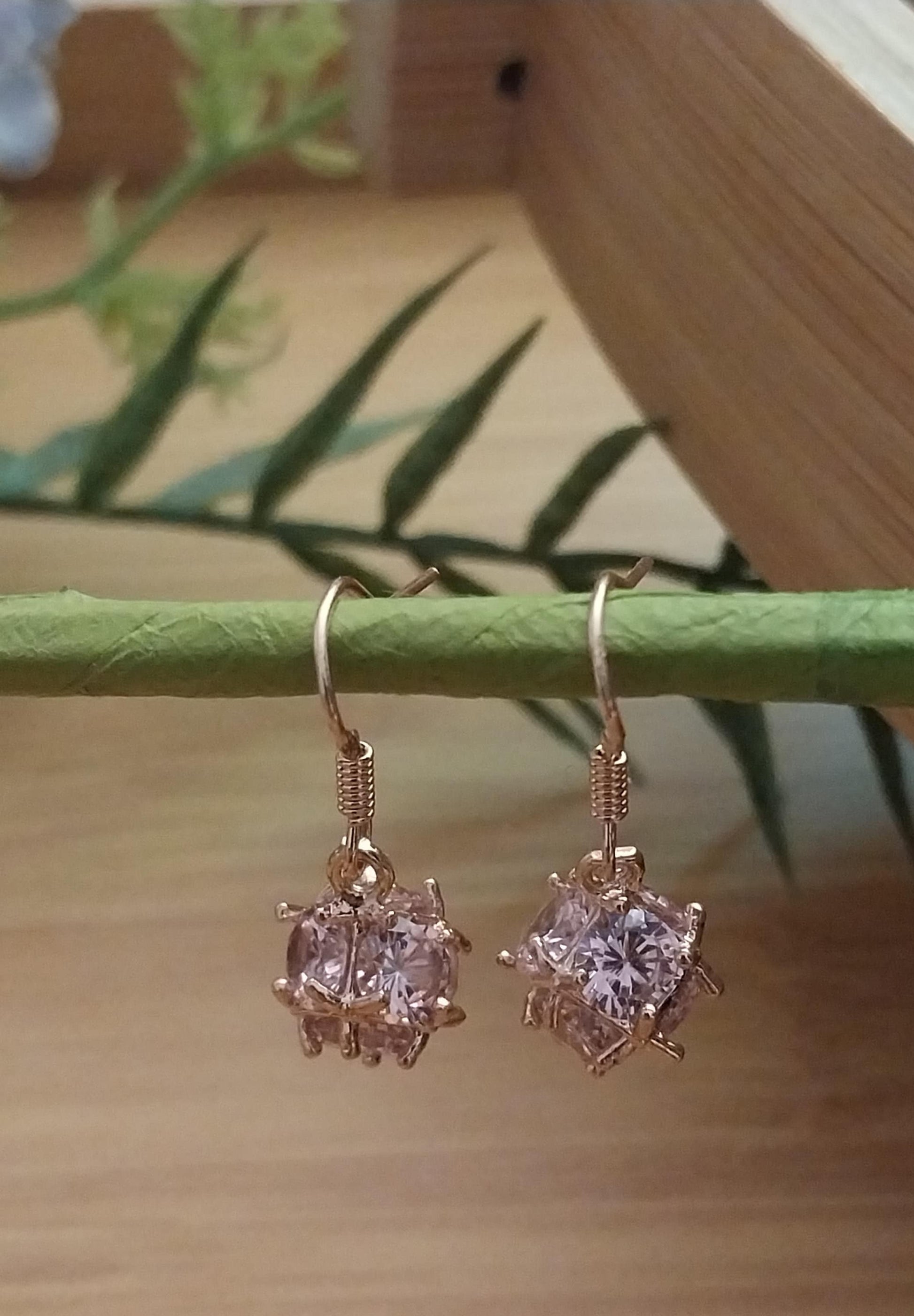 3D Earth Ray Earrings Rose Gold Plated CZ Waterdrop Earrings Sun Ray Earring Shine Drop Earrings Party Banquet Jewelry Flower Earrings