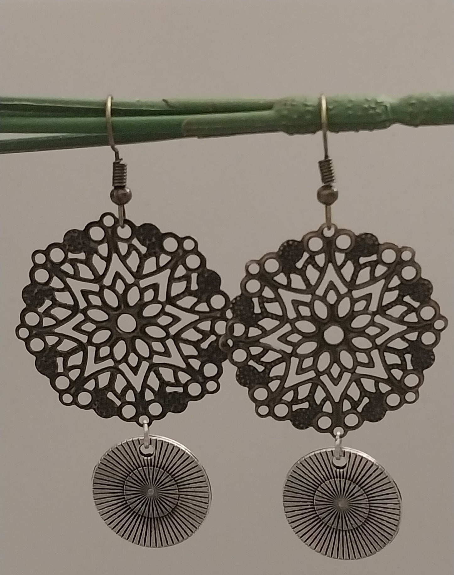 Retro Earrings Lucky Earrings Double Side Fashion Earrings Ornate Earrings Black Flower Earrings Live laugh Love Earring Happy Life Earrings