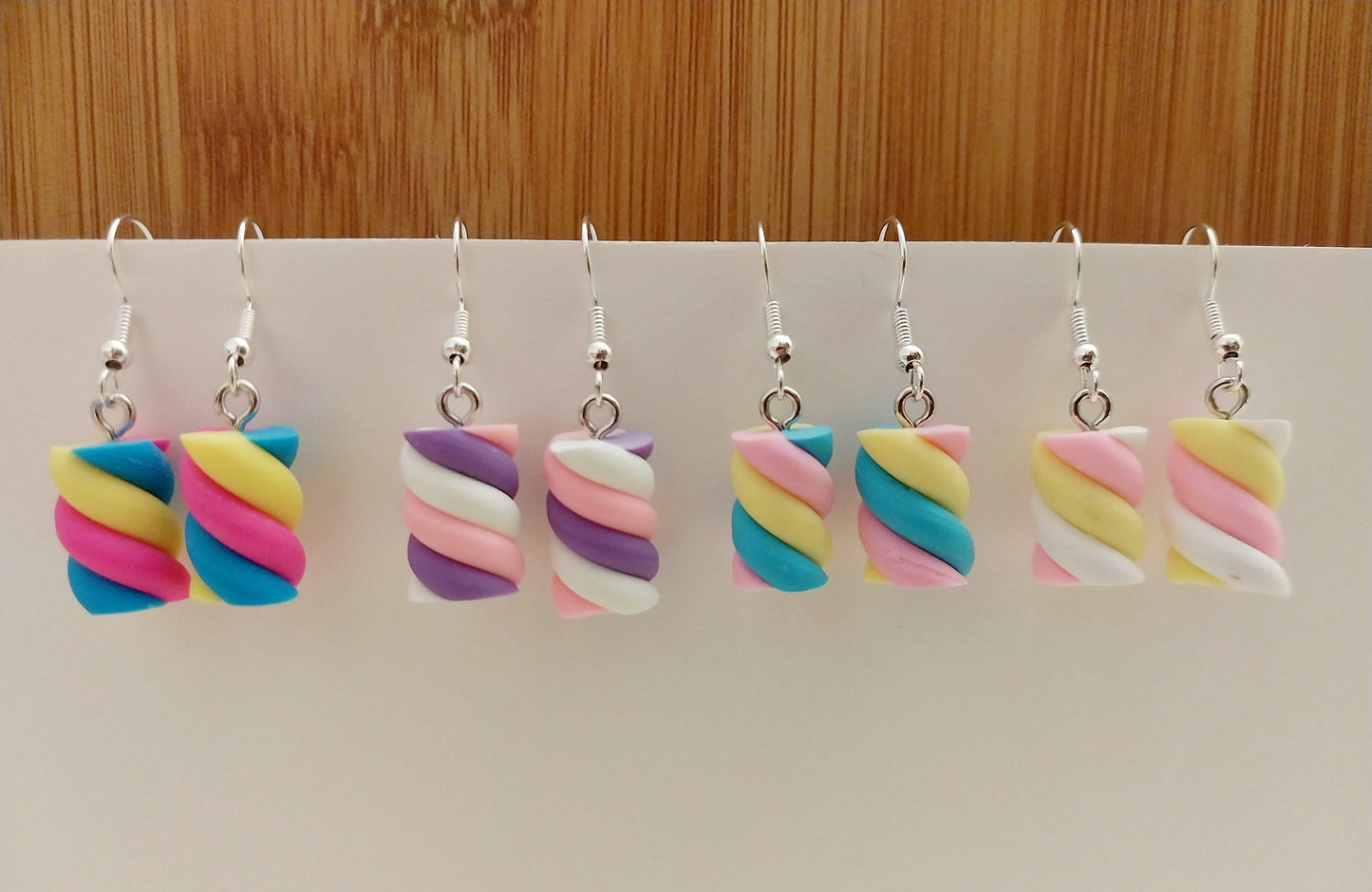 3D Candy Earrings Marshmallow Dangle Earrings Marshmallow Swirl Earrings