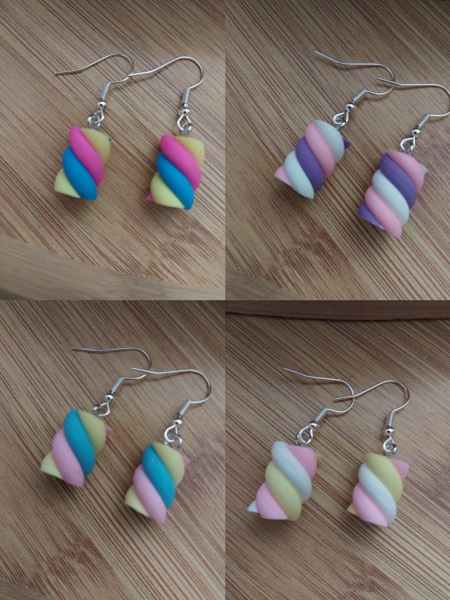 3D Candy Earrings Marshmallow Dangle Earrings Marshmallow Swirl Earrings