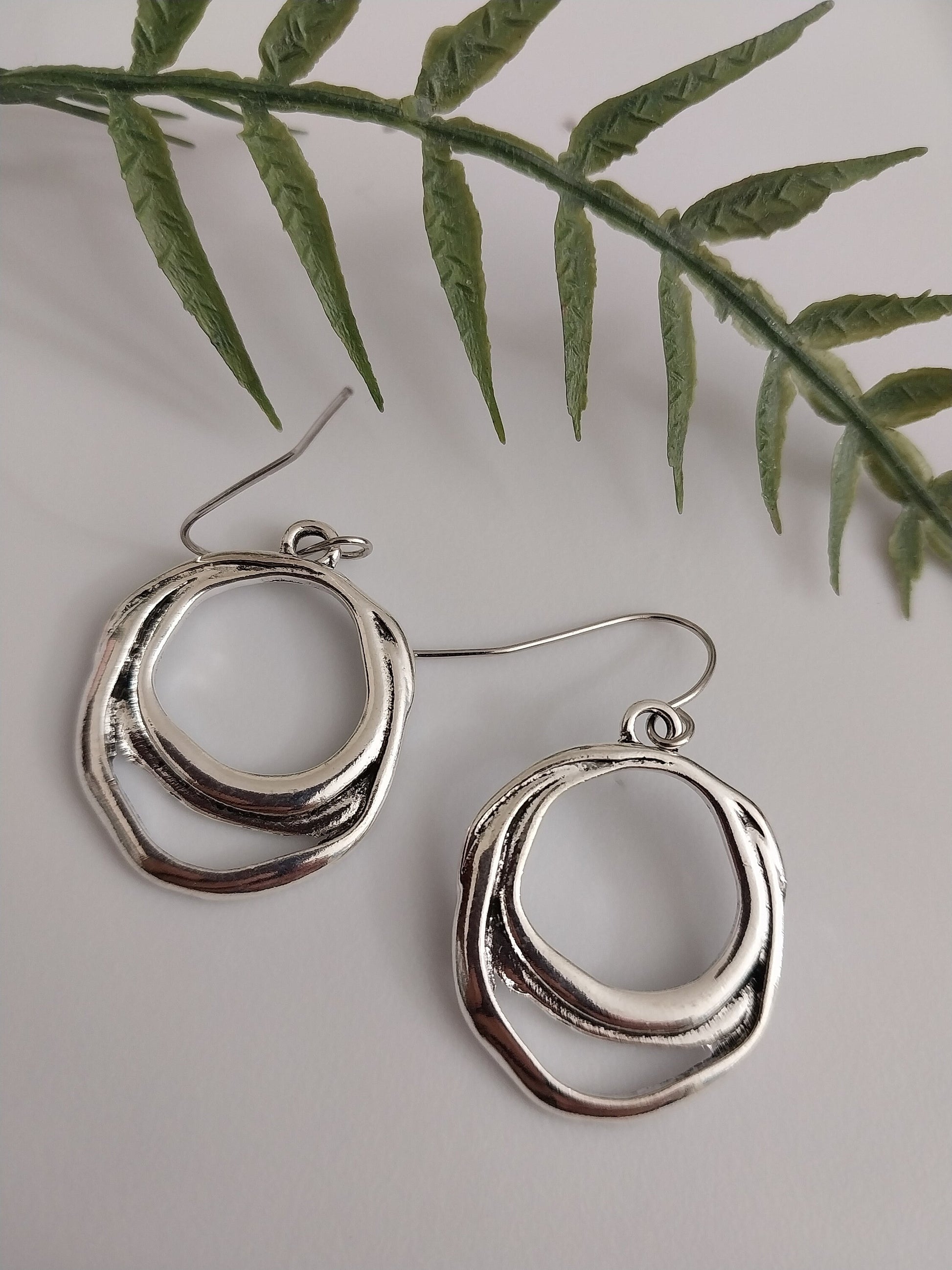 Imagine Vintage Earrings Abstract Drop Earrings Silver Plated Earrings old Fashion Style Earrings Handmade Boho Style Alloy Drop Earrings