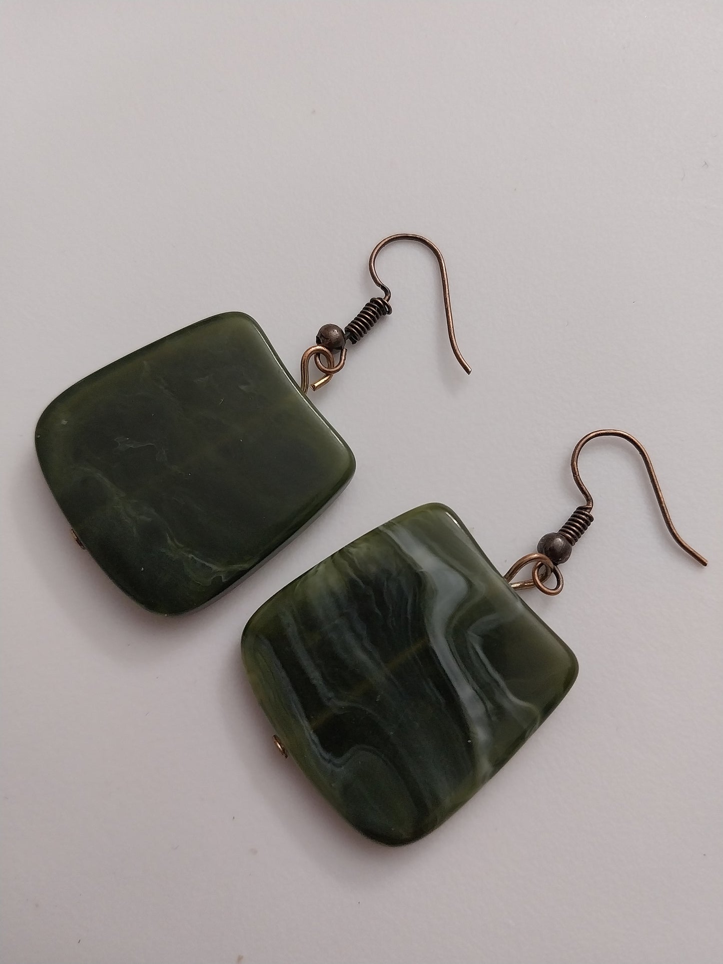 Green Simulate Acrylic Earrings Jade Style Earrings Rectangular Green Resin Earrings Fashion Green Earrings Big Geometry Earrings Handmade