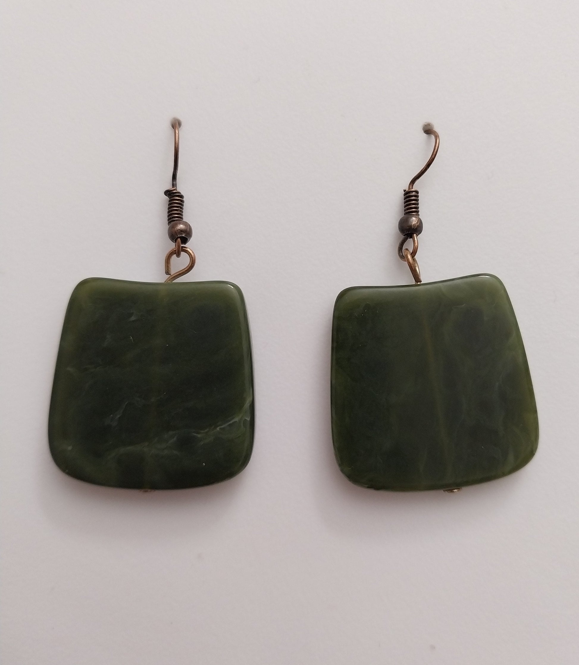 Green Simulate Acrylic Earrings Jade Style Earrings Rectangular Green Resin Earrings Fashion Green Earrings Big Geometry Earrings Handmade