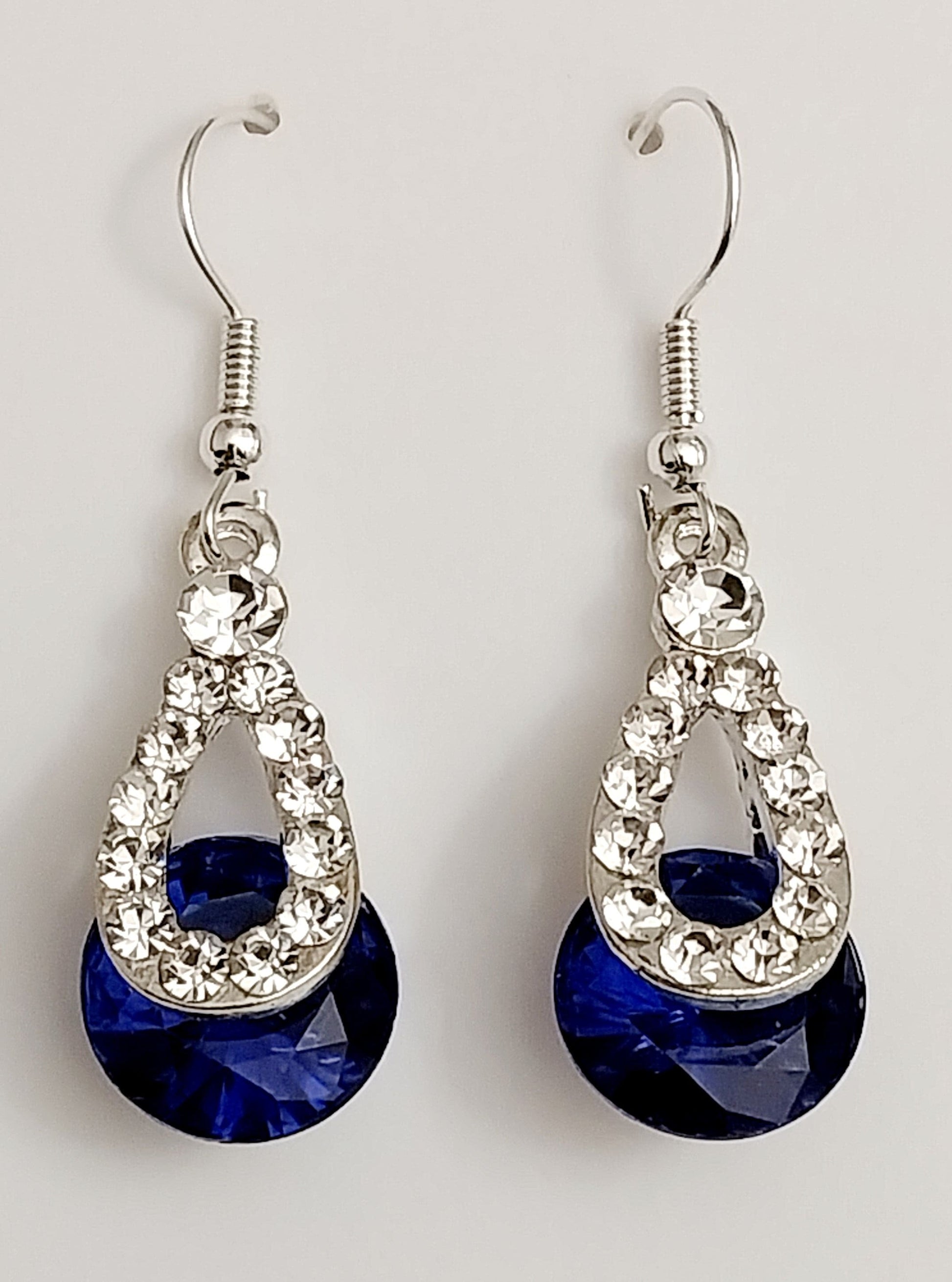 Blue Shine Earrings CZ Blue Water Earrings Sparkling Ovel Earrings Crystal Dangle Earring Shining Blue Earrings Free Shipping