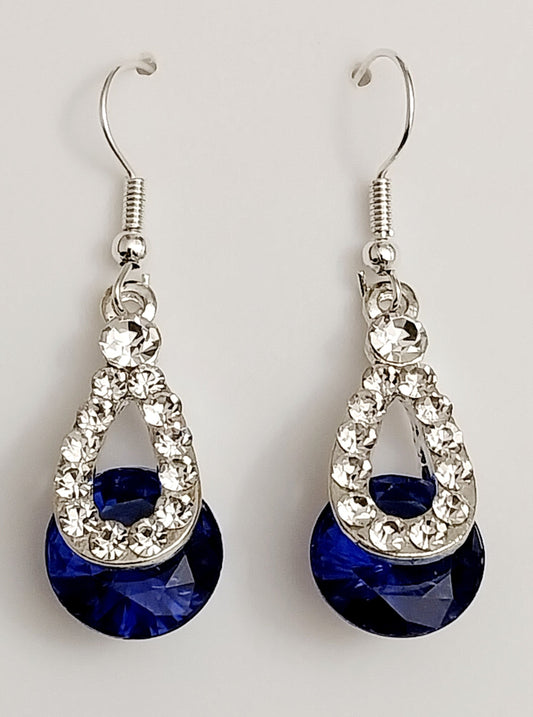 Blue Shine Earrings CZ Blue Water Earrings Sparkling Ovel Earrings Crystal Dangle Earring Shining Blue Earrings Free Shipping