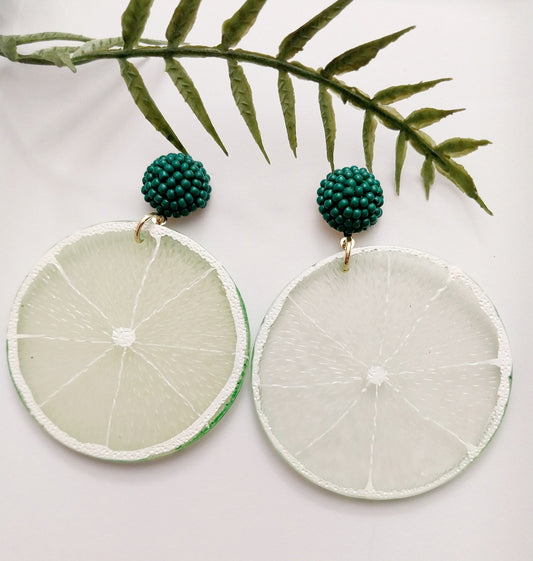 Lime Earrings Fruit Drop Earring Lime Slice Dangle Earring Fruit Slice Model Earring New Design Modern Style Earrings Handmade Free Shipping