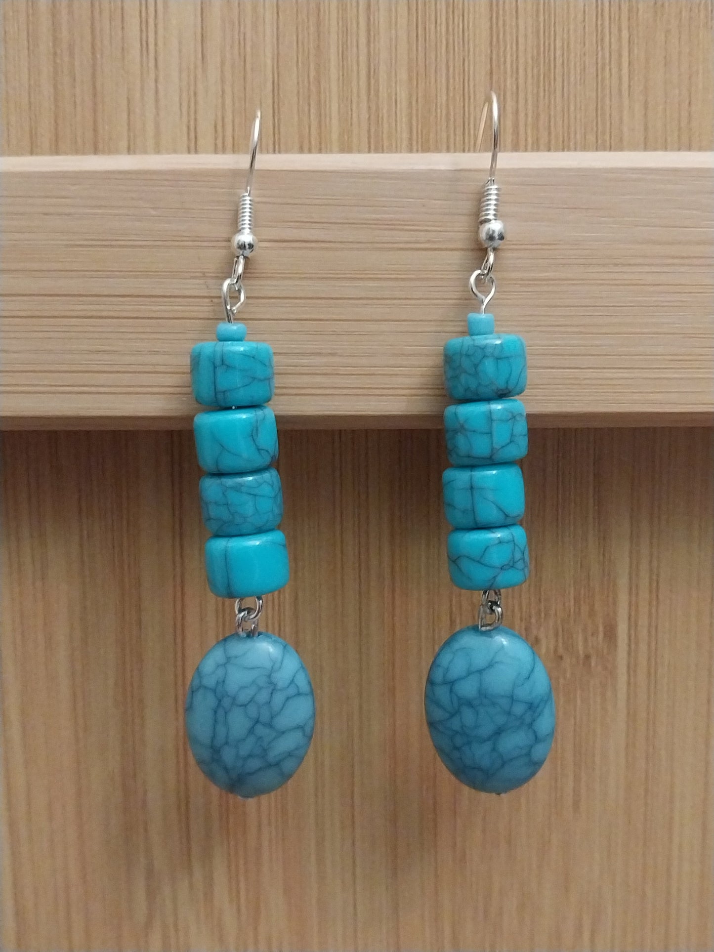 Personalist Blue Earrings Turquoise Style Earrings Blue Sterling Silver Earring Blue Ovel Earrings New Design Earring Handmade Free Shipping