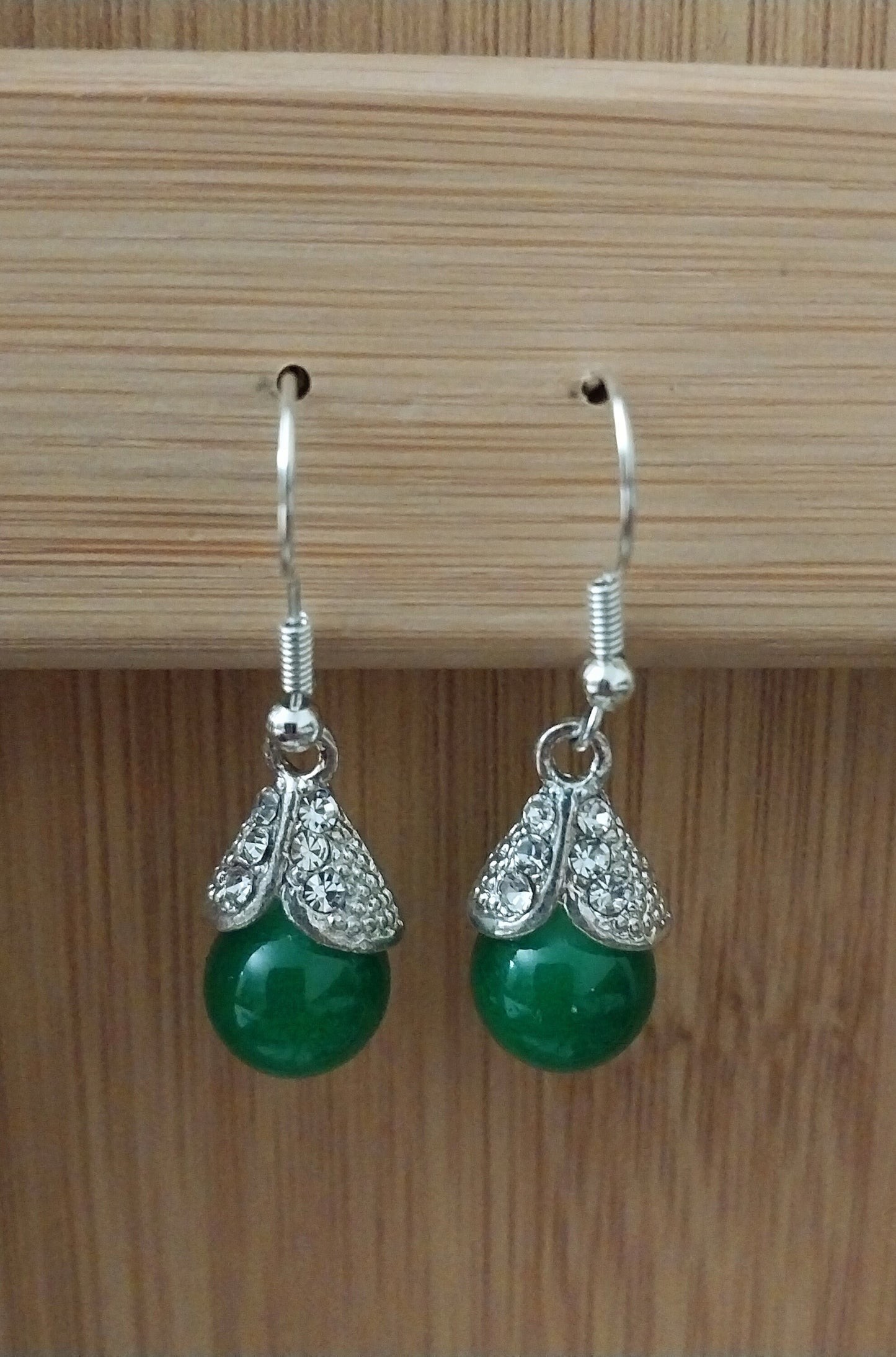 Green Drop Ball Earrings Green Drop Earrings Red Beads Jewelry Red Round Ball Earring CZ Sterling Sliver Earrings Free Shipping