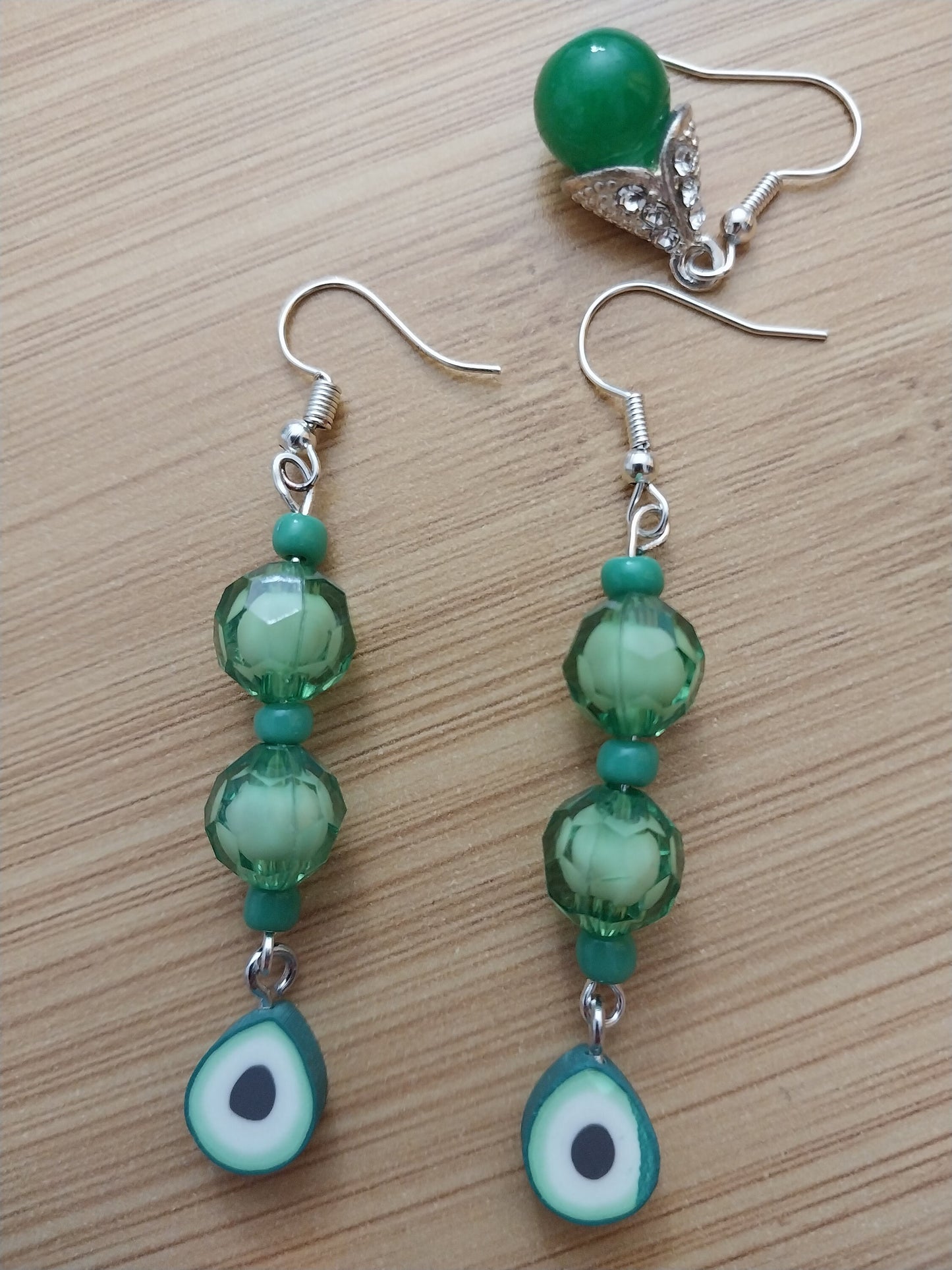 Avocado Earrings Wild Green Drop Earring Avocado Unique Hanging Green Earring Cute Fruit Earring Green Light Beads Earring