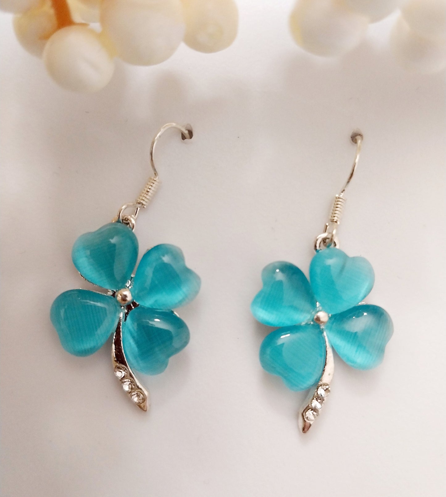 4 Leaf Clover Flower Earring Fashion Blue Earrings Lucky Drop Earring Blue Lucky Dangle Earring New Design Unique Earring Free Shipping