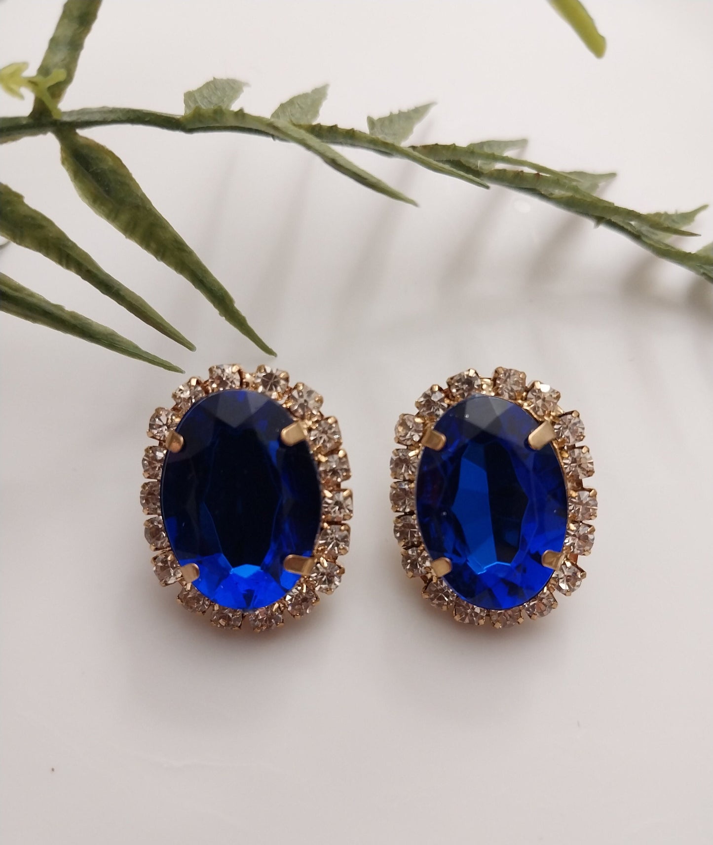 Blue Earrings Shiny Sparkling Earrings Light Classic Blue Stud Earrings Blue Crystal Earrings Handmade Fashion Earring New Design Earrings