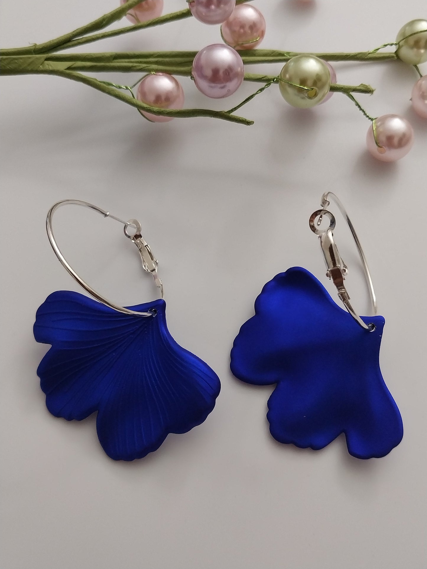 Blue Leaves Earrings Trendy Earrings Ginkgo Leaves Earrings Blue Biloba Leaves Earrings New Design Earrings Blue Earrings