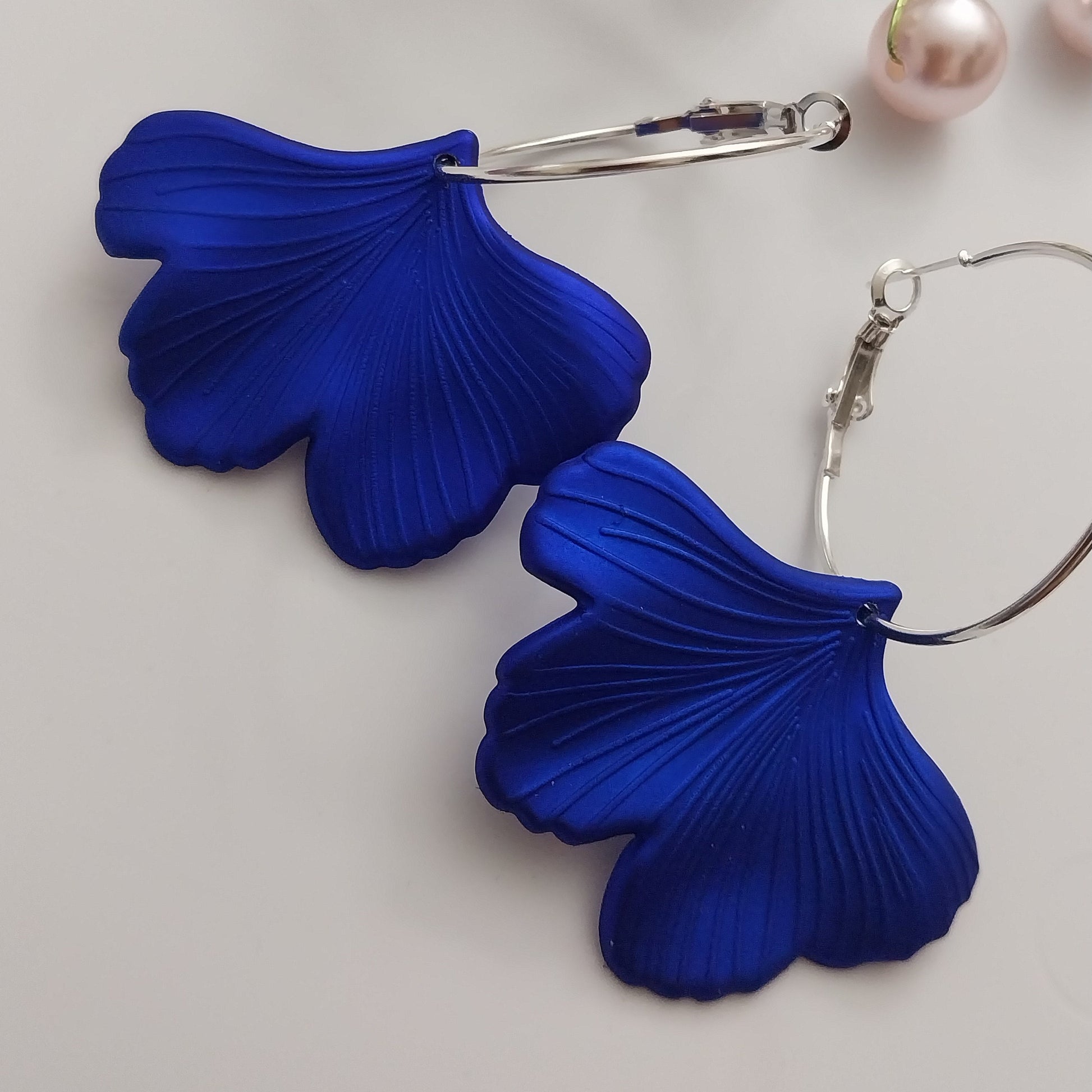 Blue Leaves Earrings Trendy Earrings Ginkgo Leaves Earrings Blue Biloba Leaves Earrings New Design Earrings Blue Earrings