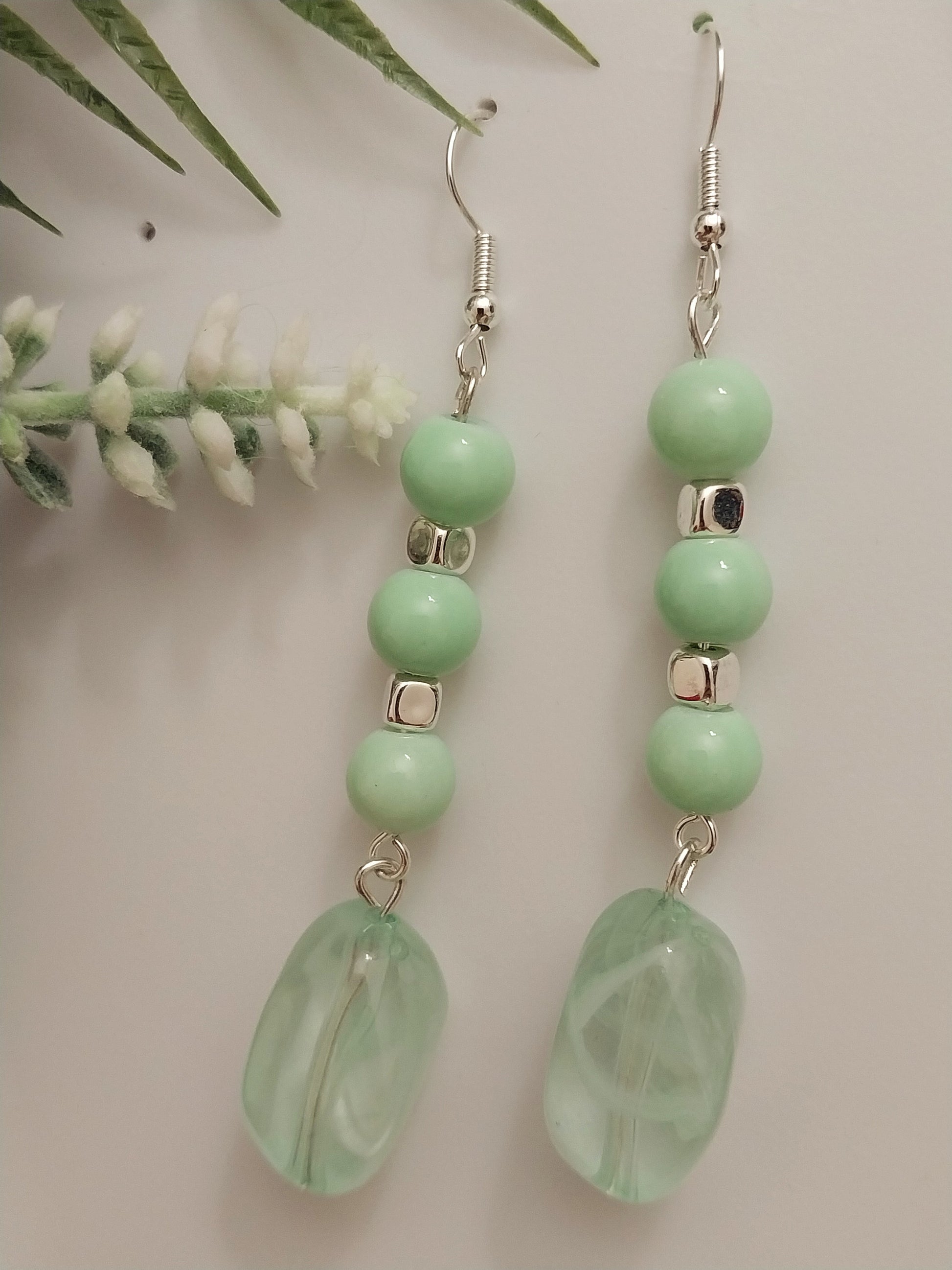 Green Drop Earrings New Fashion Earrings Teardrop Earrings Handmade Unique Green Earrings Shipping Today