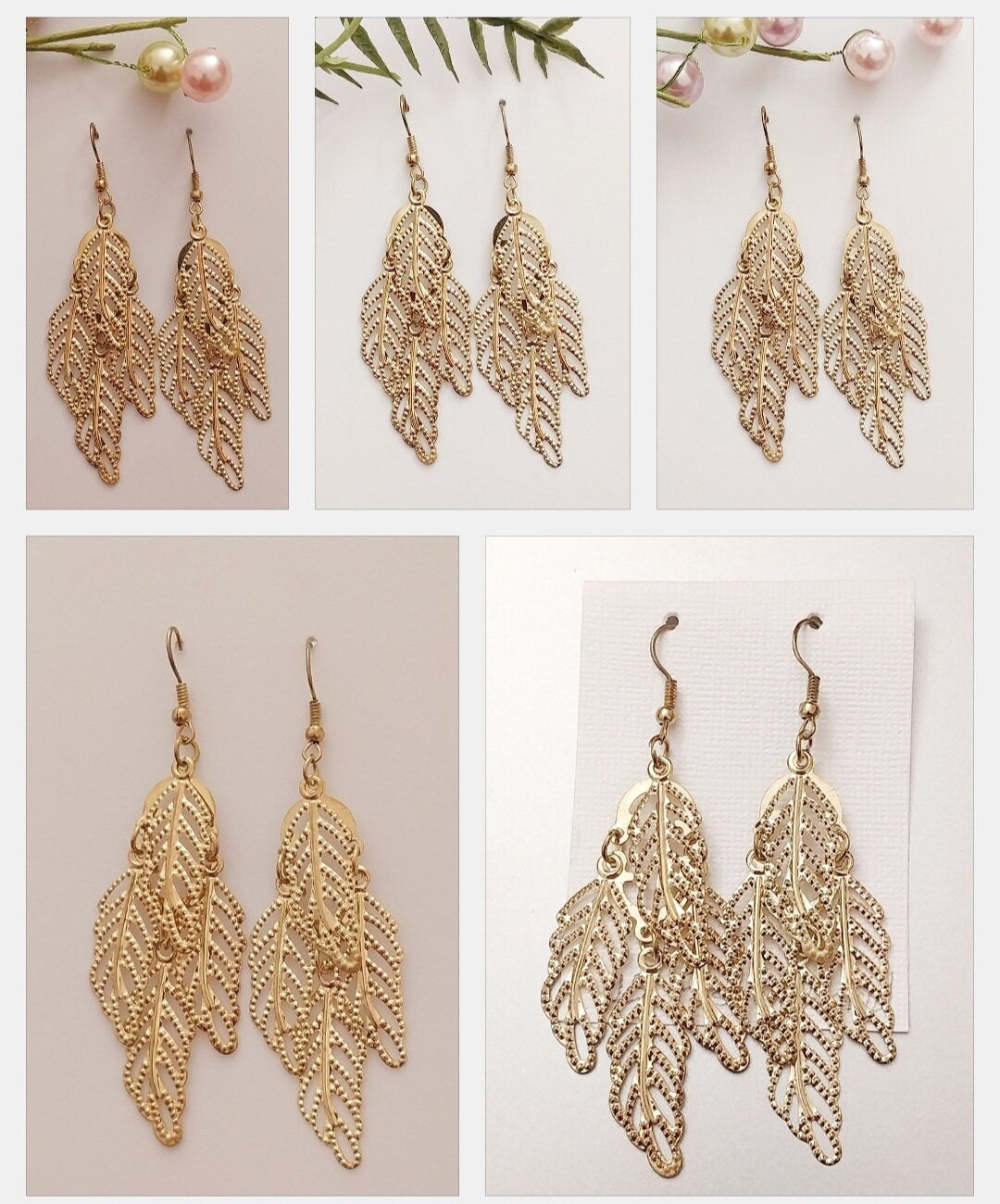 Multi Layer Leaves Earrings Alloy Dangle Earring Golden Leaf Drop Earring New Unique Design Urban Style Earring Handmade Fashion Art Earring