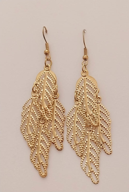 Multi Layer Leaves Earrings Alloy Dangle Earring Golden Leaf Drop Earring New Unique Design Urban Style Earring Handmade Fashion Art Earring