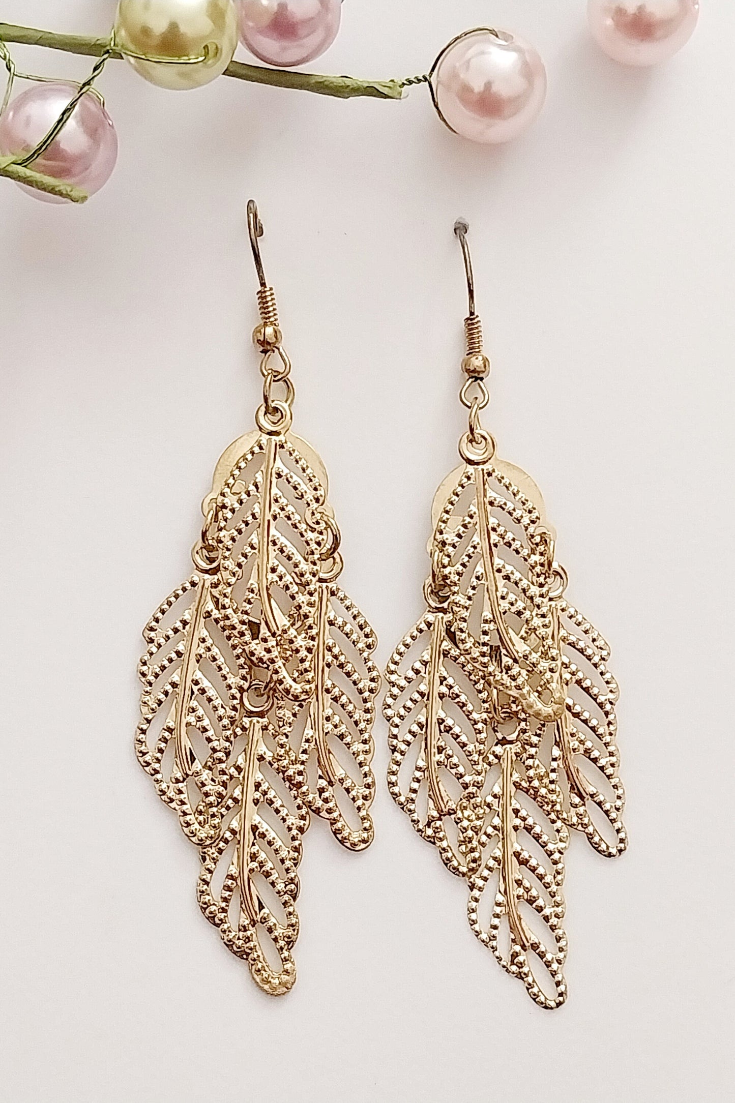 Multi Layer Leaves Earrings Alloy Dangle Earring Golden Leaf Drop Earring New Unique Design Urban Style Earring Handmade Fashion Art Earring