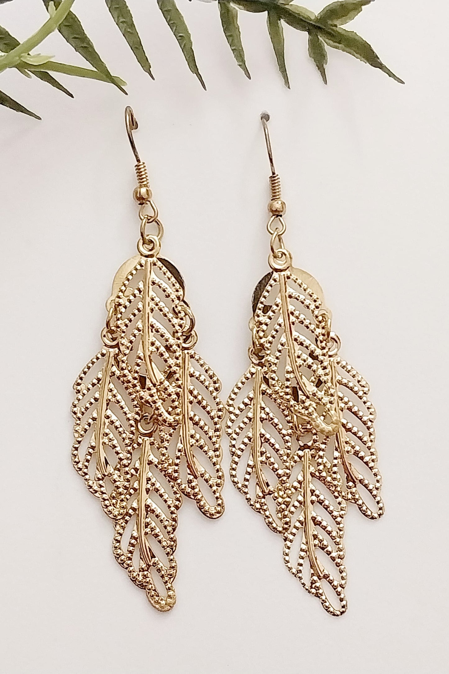 Multi Layer Leaves Earrings Alloy Dangle Earring Golden Leaf Drop Earring New Unique Design Urban Style Earring Handmade Fashion Art Earring