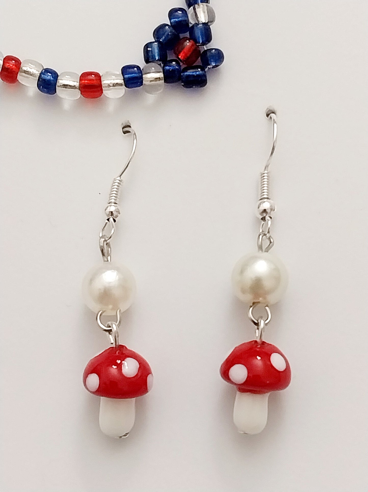 Mushroom Earrings Blue Red Mushroom Earring Garden Fashion Earring Handmade Glass Mushroom Earring New Urban Style Earring Free Shipping