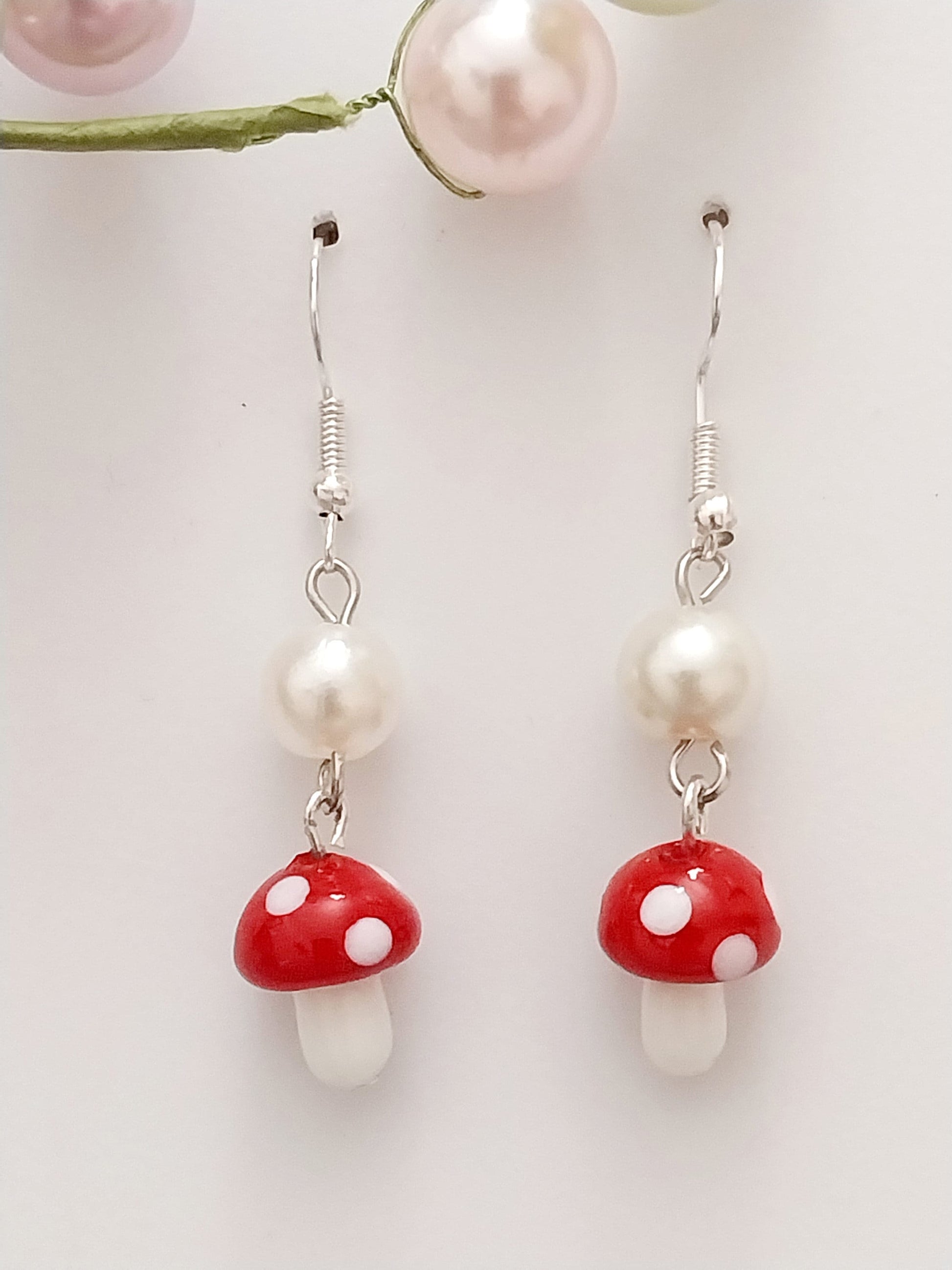 Mushroom Earrings Blue Red Mushroom Earring Garden Fashion Earring Handmade Glass Mushroom Earring New Urban Style Earring Free Shipping