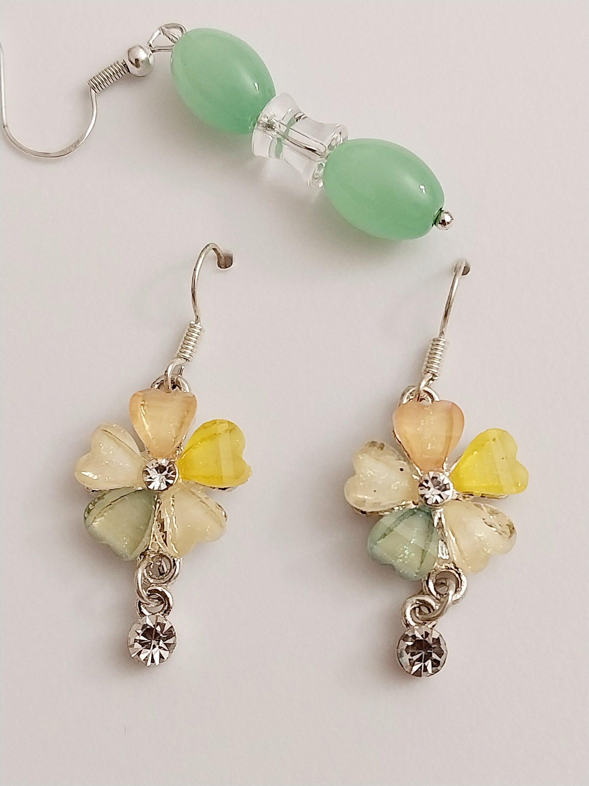 Flower Earrings Spring Jewelry Beauty with CZ Drop Vintage Earrings Yellow Pink Green Flower Earrings New Design Earrings for Her Handmade