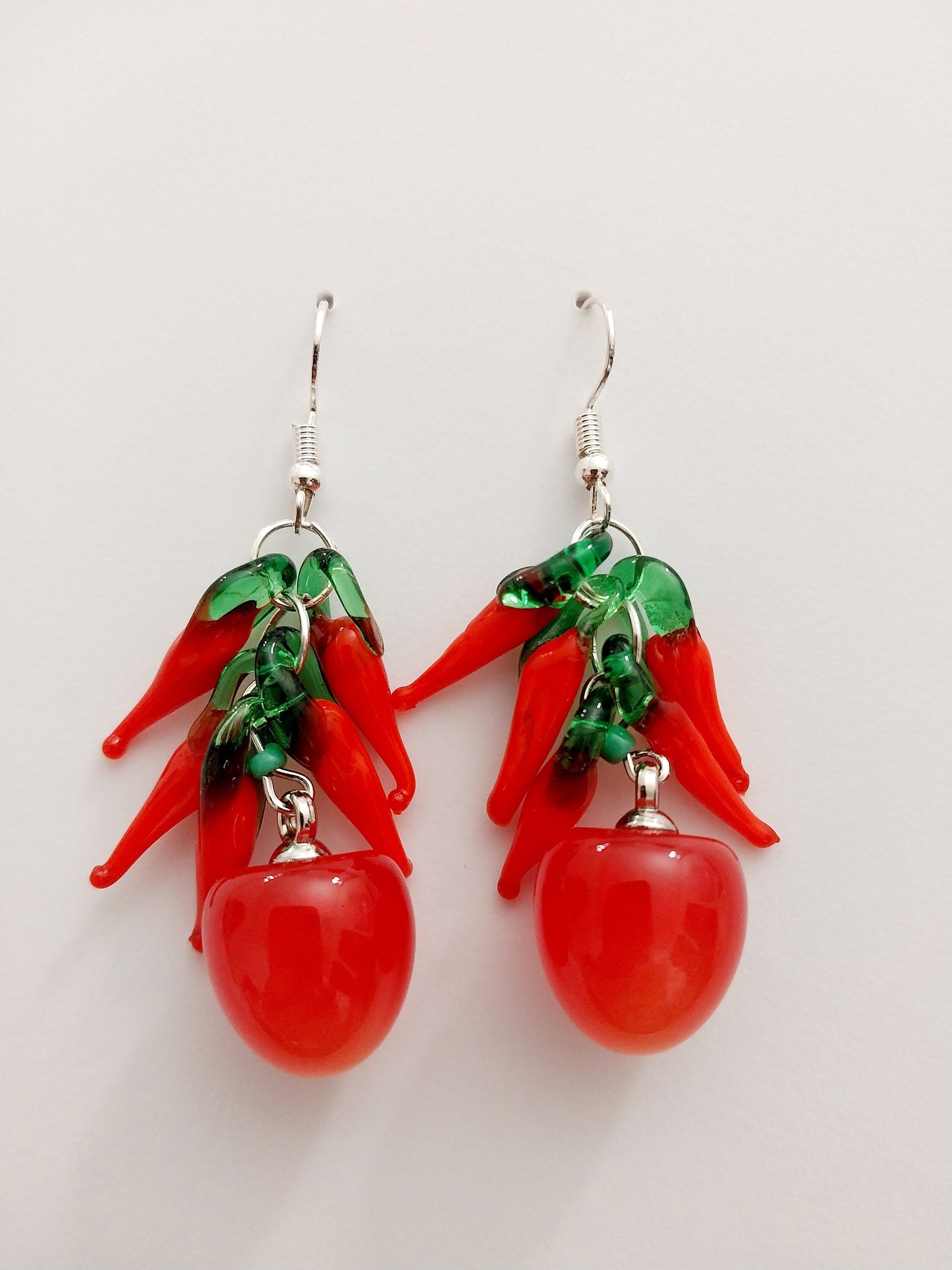 Cherry Earrings Hot Pepper Earrings Personalist Earrings Red Pepper Earrings New Design Earrings Handmade Pop Style Free Earrings Shipping